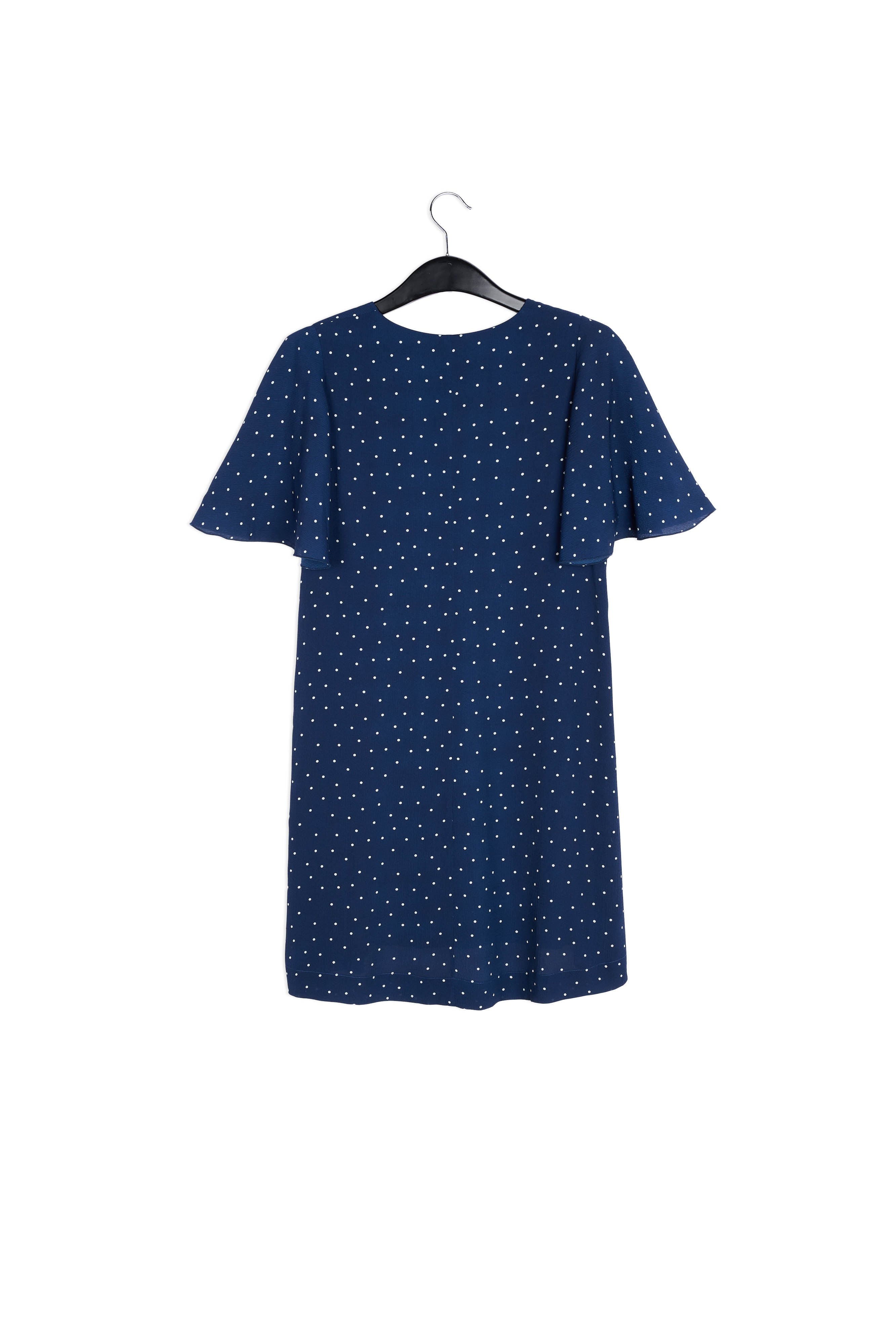 Flared dark blue polka dot dress RE—SSENTIEL | Essentiel second hand