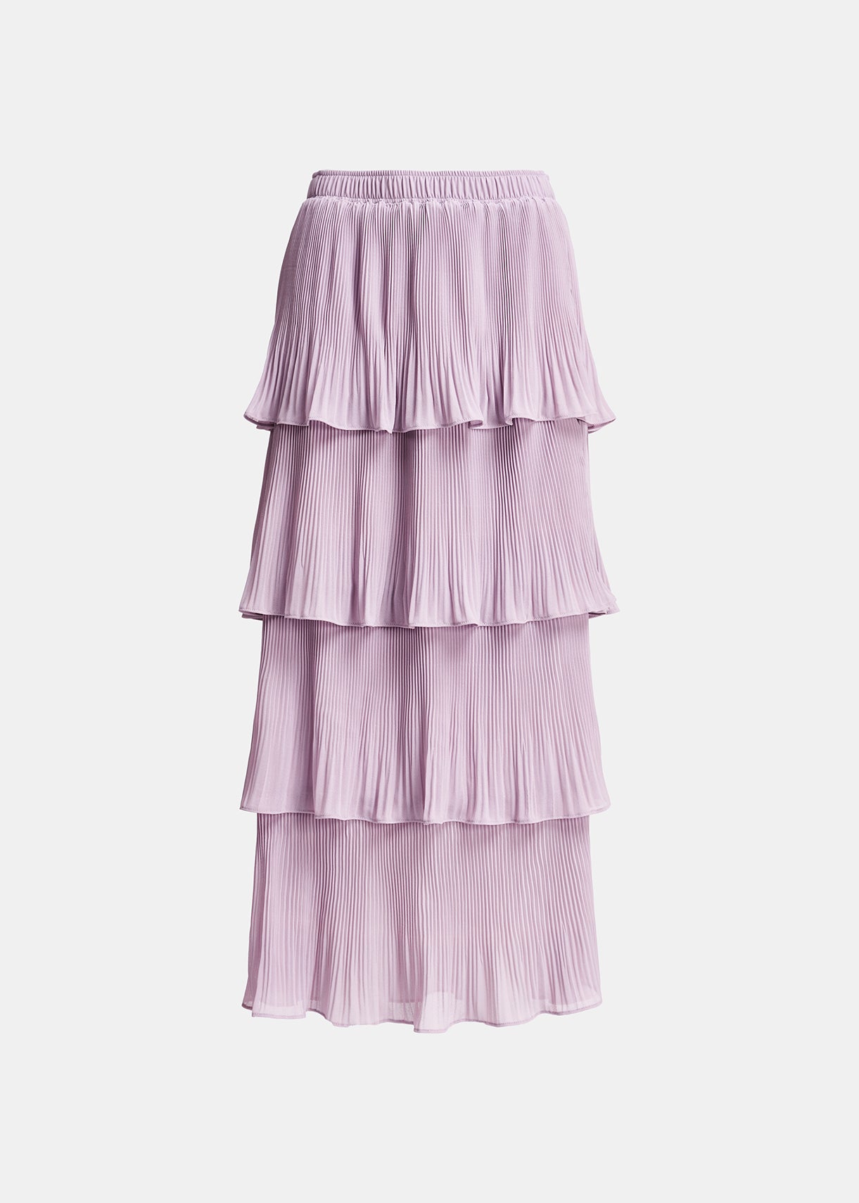 Lilac ruffled plissé midi-length skirt RE—SSENTIEL | Essentiel second hand