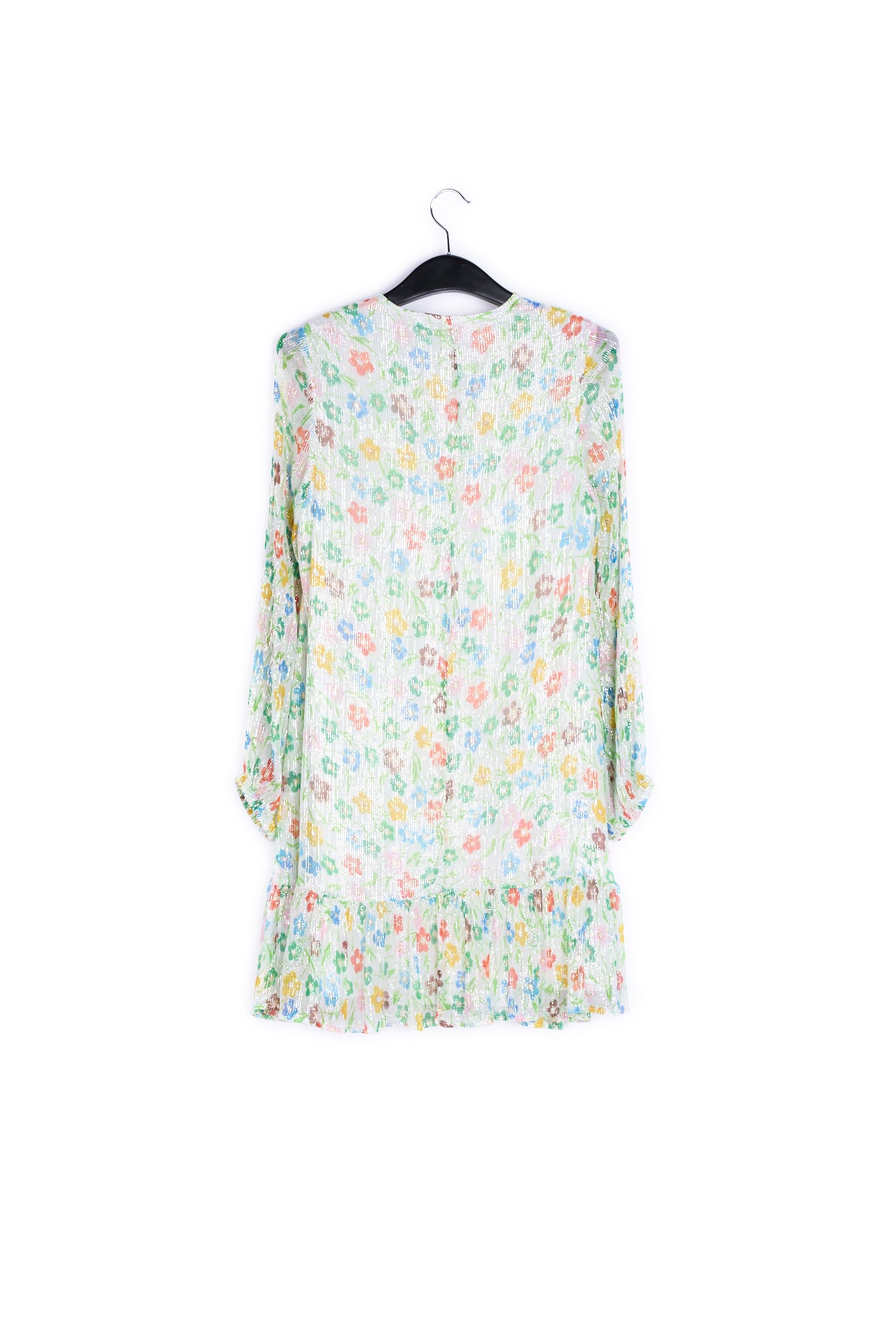 Off-white floral print dress with flared hem RE—SSENTIEL | Essentiel second hand
