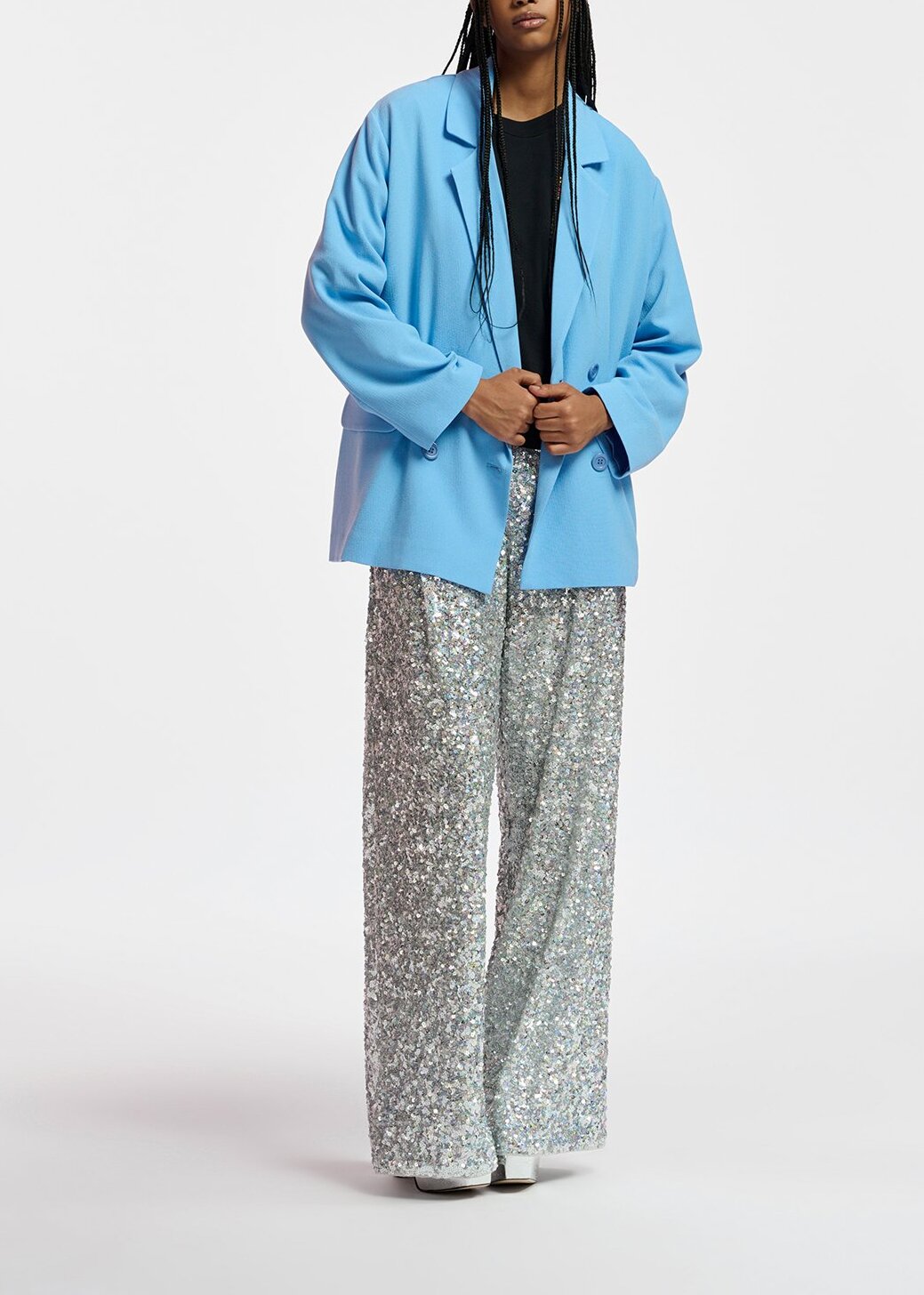 Blue double-breasted blazer RE—SSENTIEL | Essentiel second hand