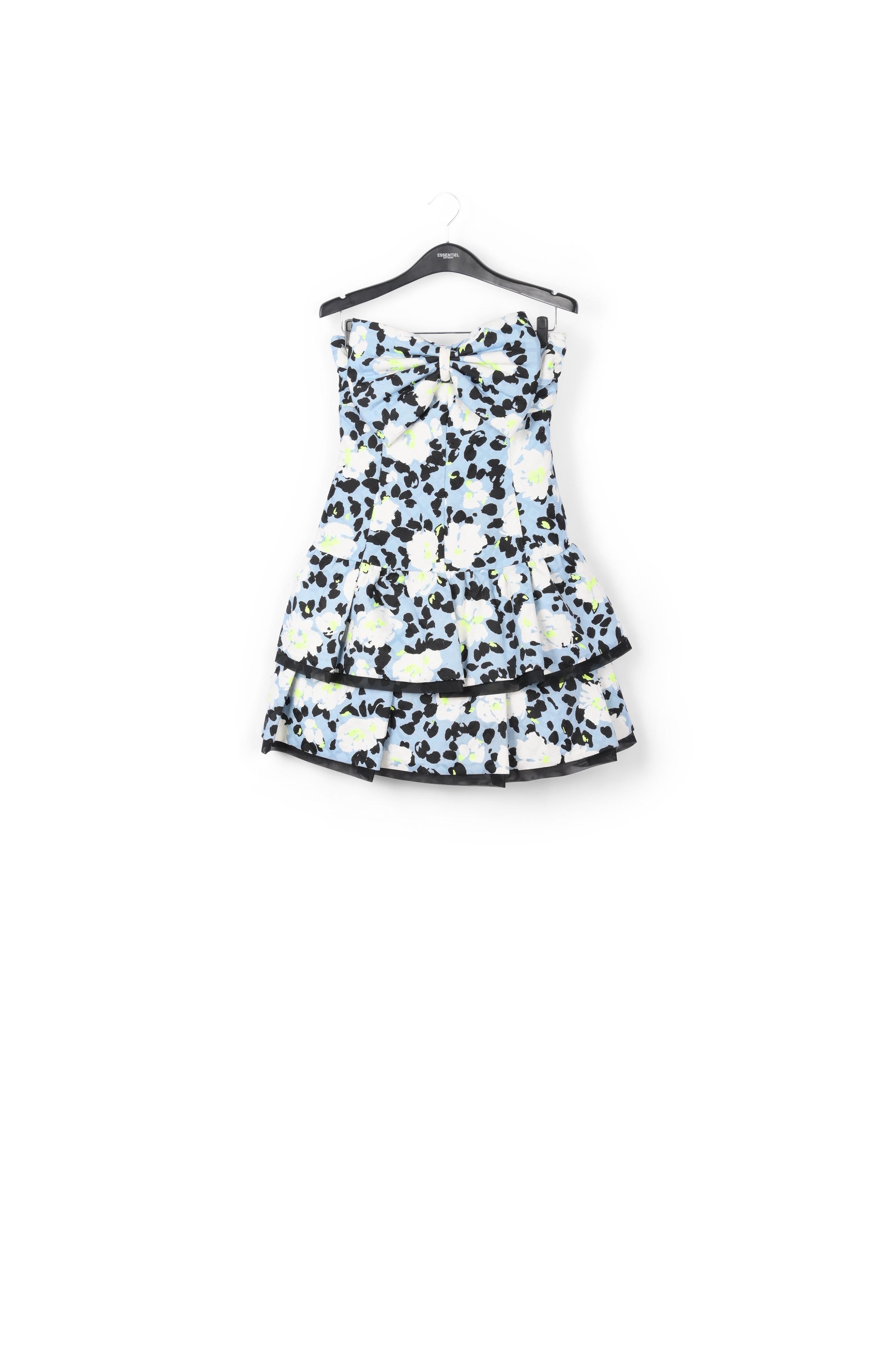 Light blue strapless floral-print mini dress RE—SSENTIEL | Essentiel second hand