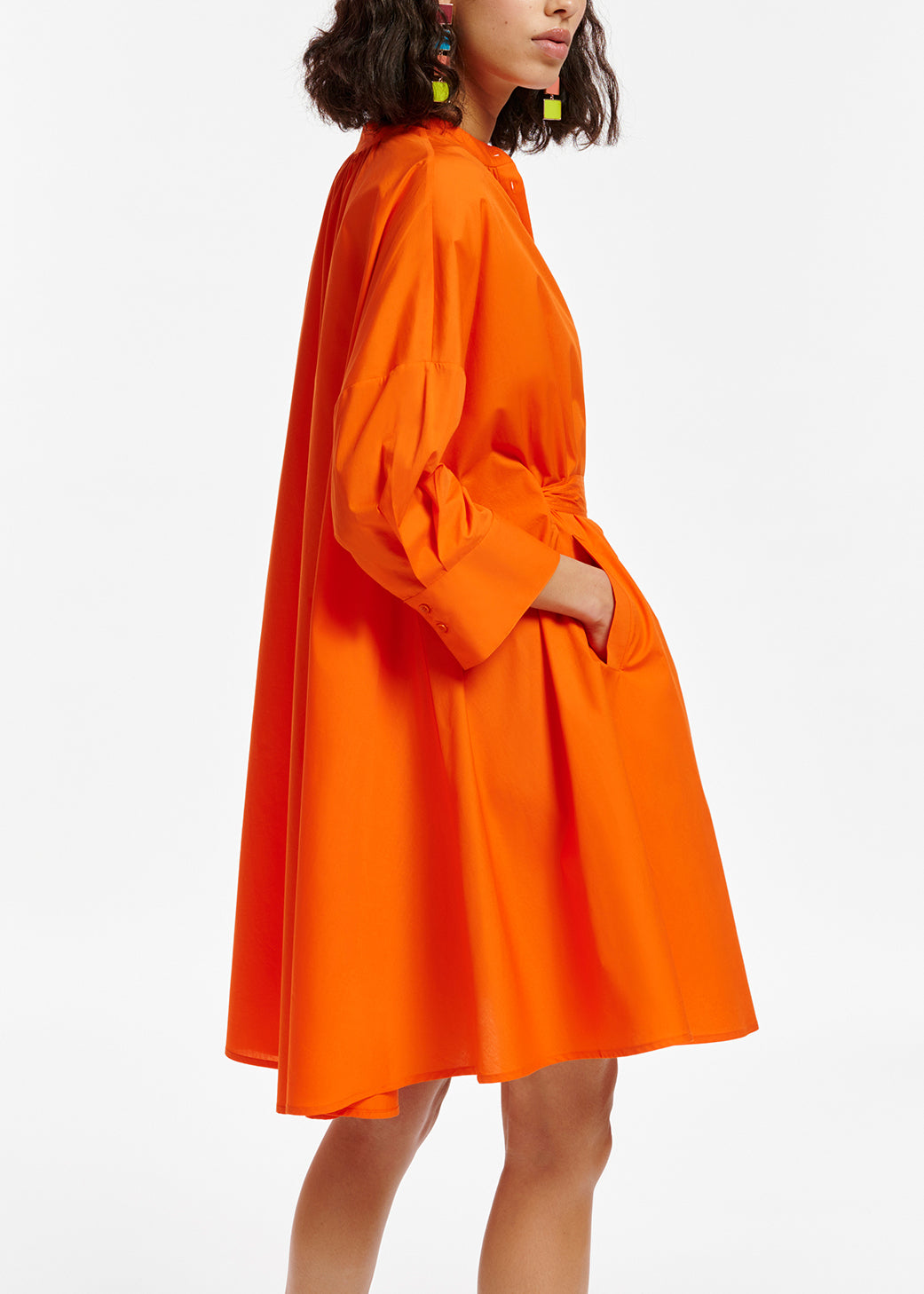 Orange cotton oversized knee-length shirt dress RE—SSENTIEL | Essentiel second hand