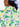 White, yellow and purple floral print top with stand-up collar Faume - seconde main