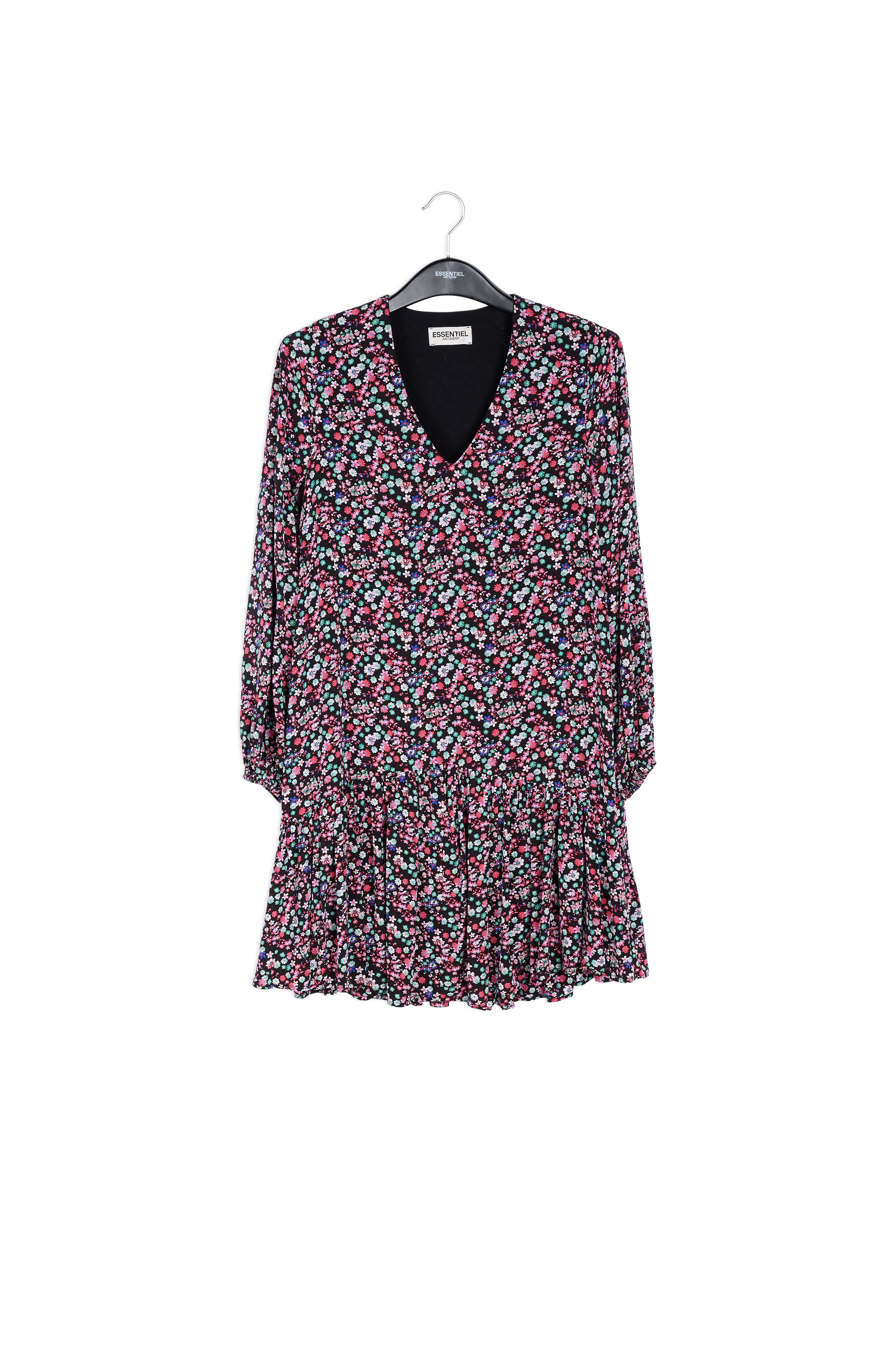 Mini robe noire à imprimé floral RE—SSENTIEL | Essentiel second hand
