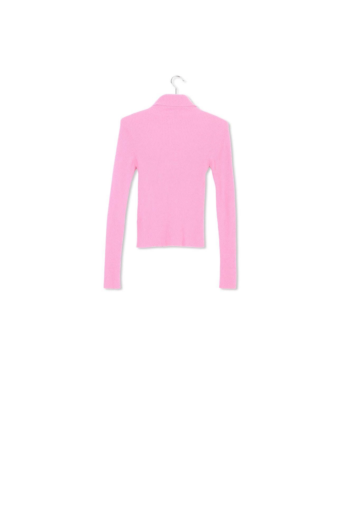 Pink merino wool ribbed turtleneck sweater RE—SSENTIEL | Essentiel second hand