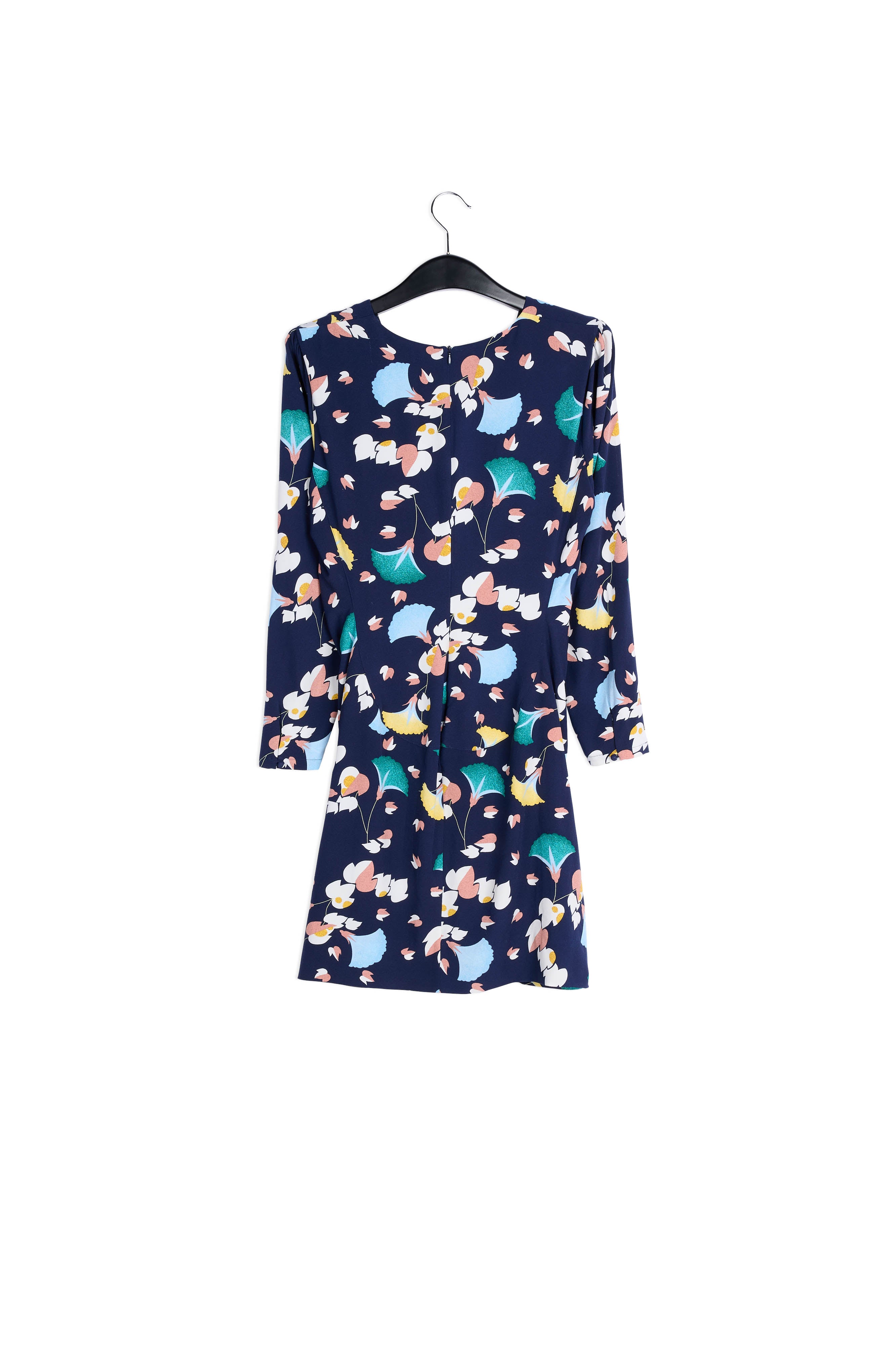 Zwarte mini-jurk met bloemenprint RE—SSENTIEL | Essentiel second hand