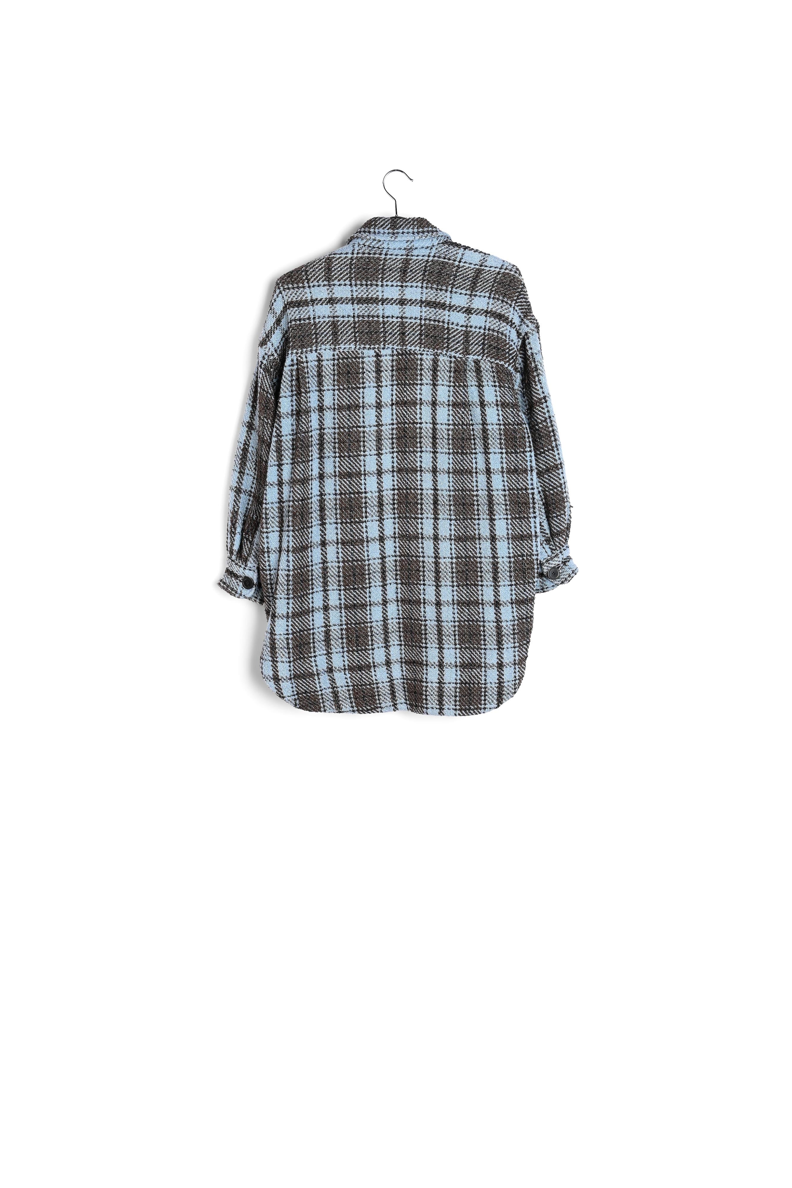 Lichtblauw, bruin en zwart geruit oversized hemd RE—SSENTIEL | Essentiel second hand