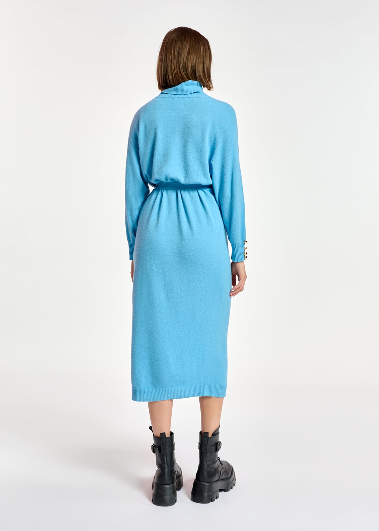 Blue turtleneck knit dress RE—SSENTIEL | Essentiel second hand