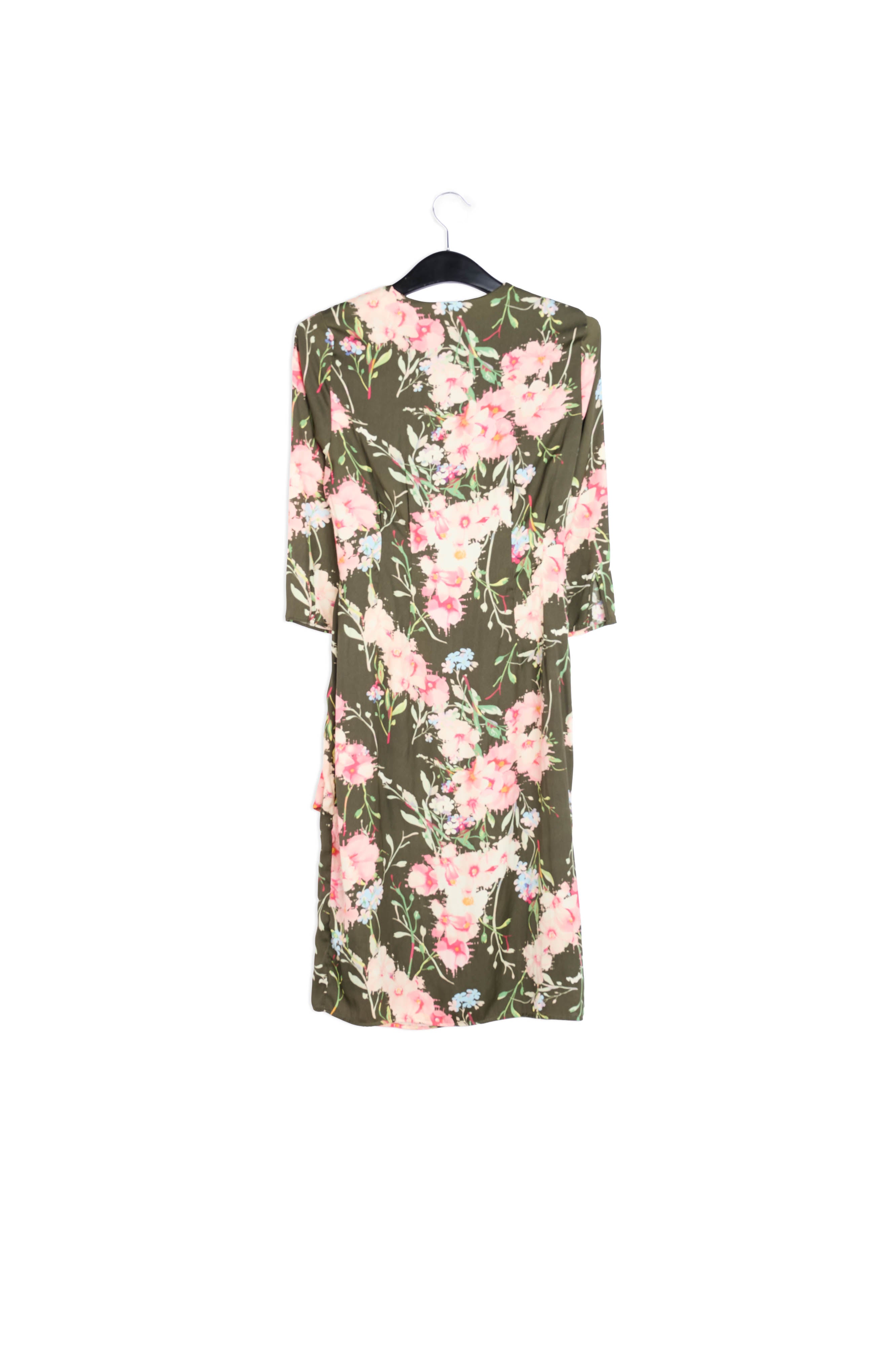 Khaki floral wrap dress RE—SSENTIEL | Essentiel second hand