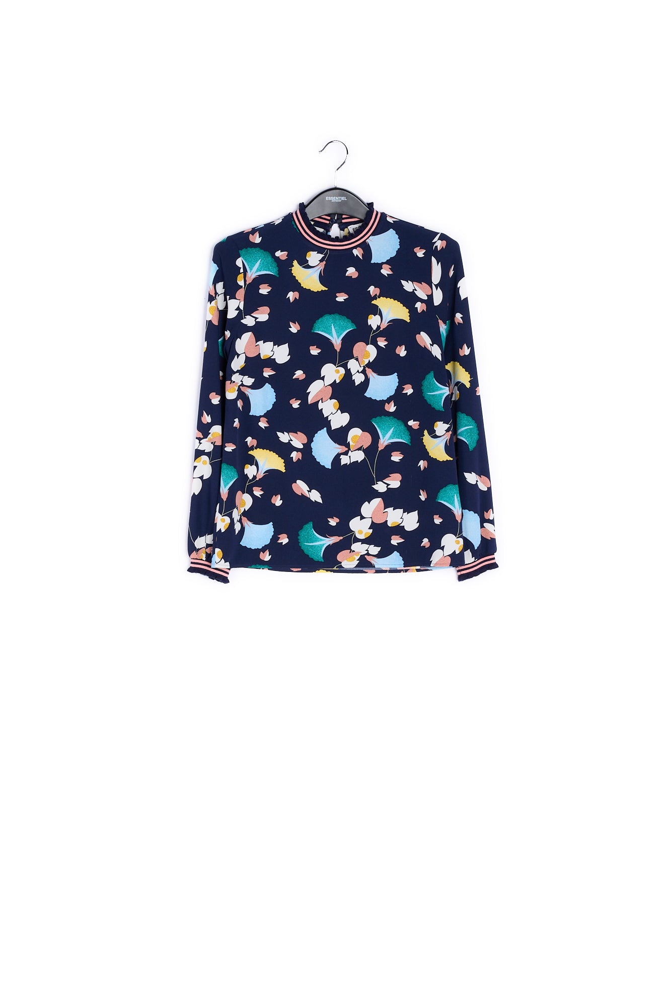 Black shirt with multicolored floral print RE—SSENTIEL | Essentiel second hand