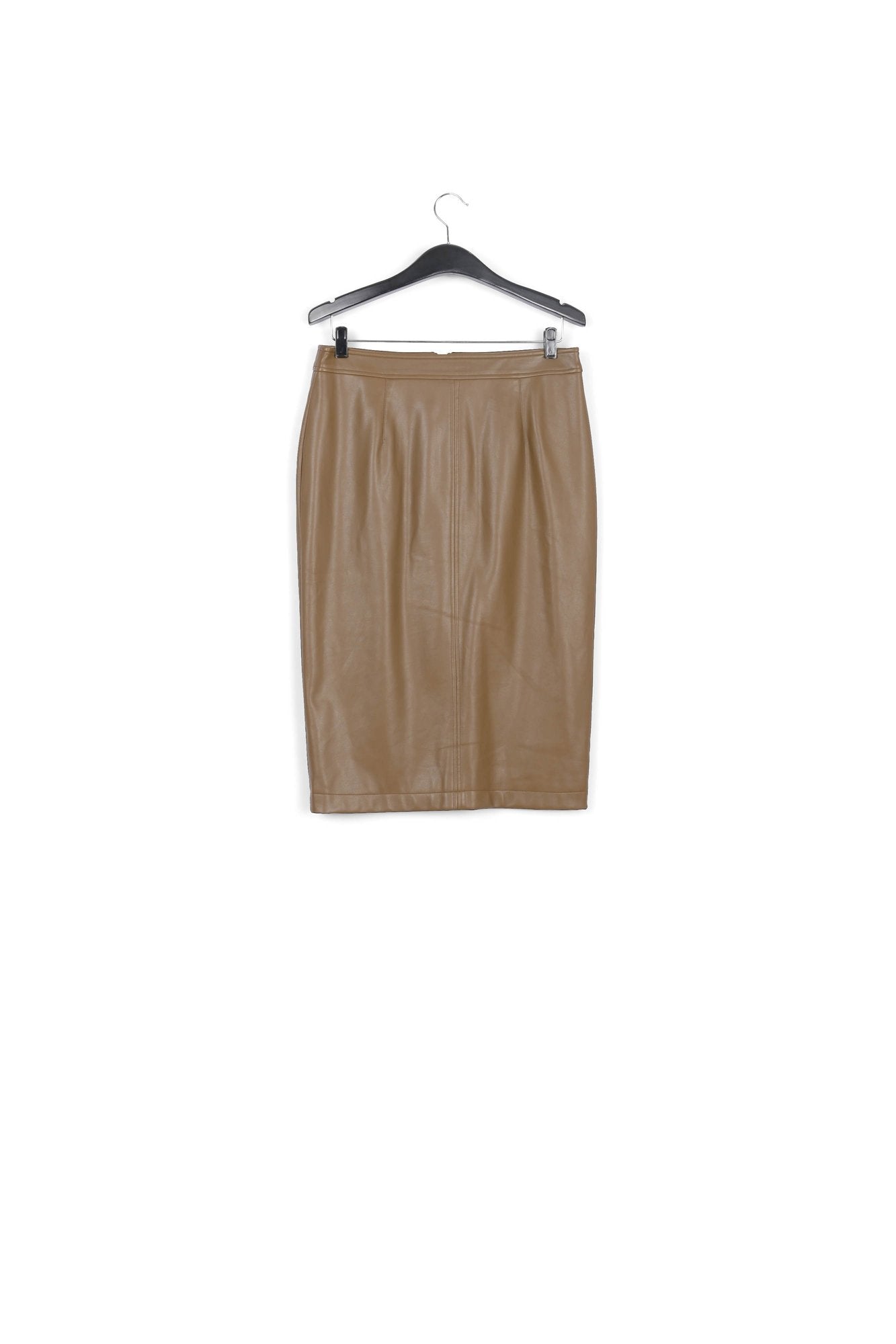 Khaki faux leather pencil skirt RE—SSENTIEL | Essentiel second hand