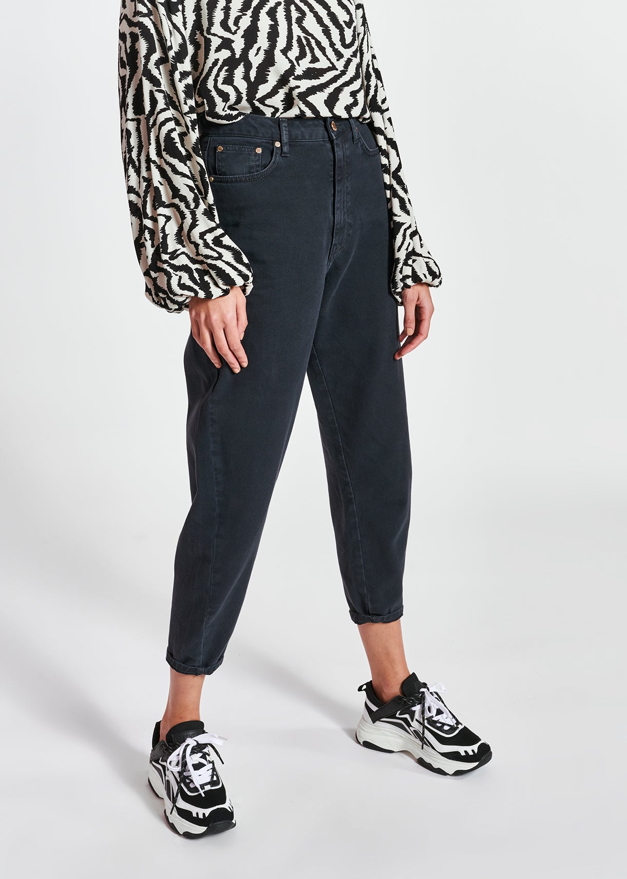 Zwarte wijde jeans met hoge taille RE—SSENTIEL | Essentiel second hand