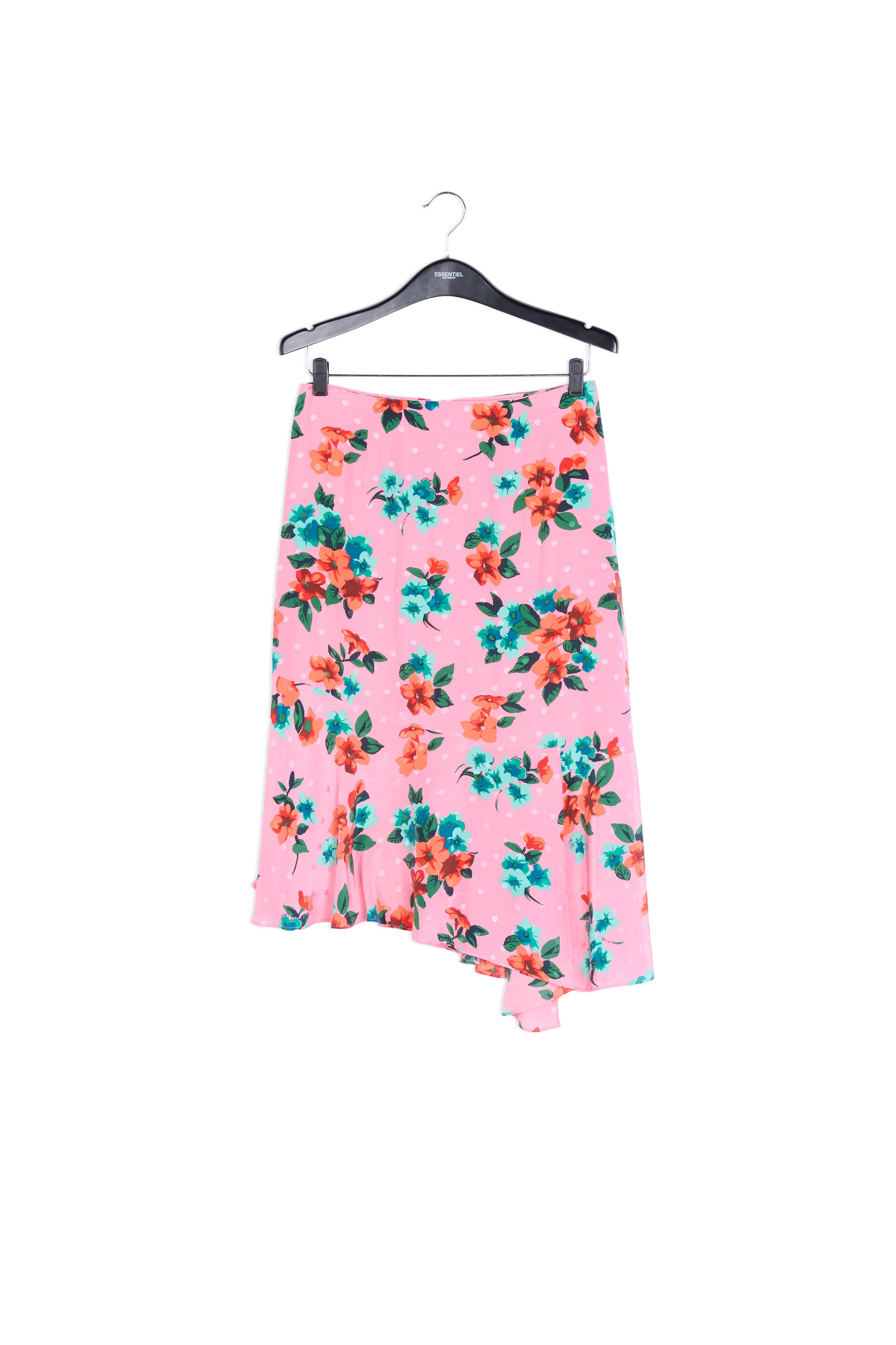 Jupe rose en soie à fleurs et à pois RE—SSENTIEL | Essentiel second hand