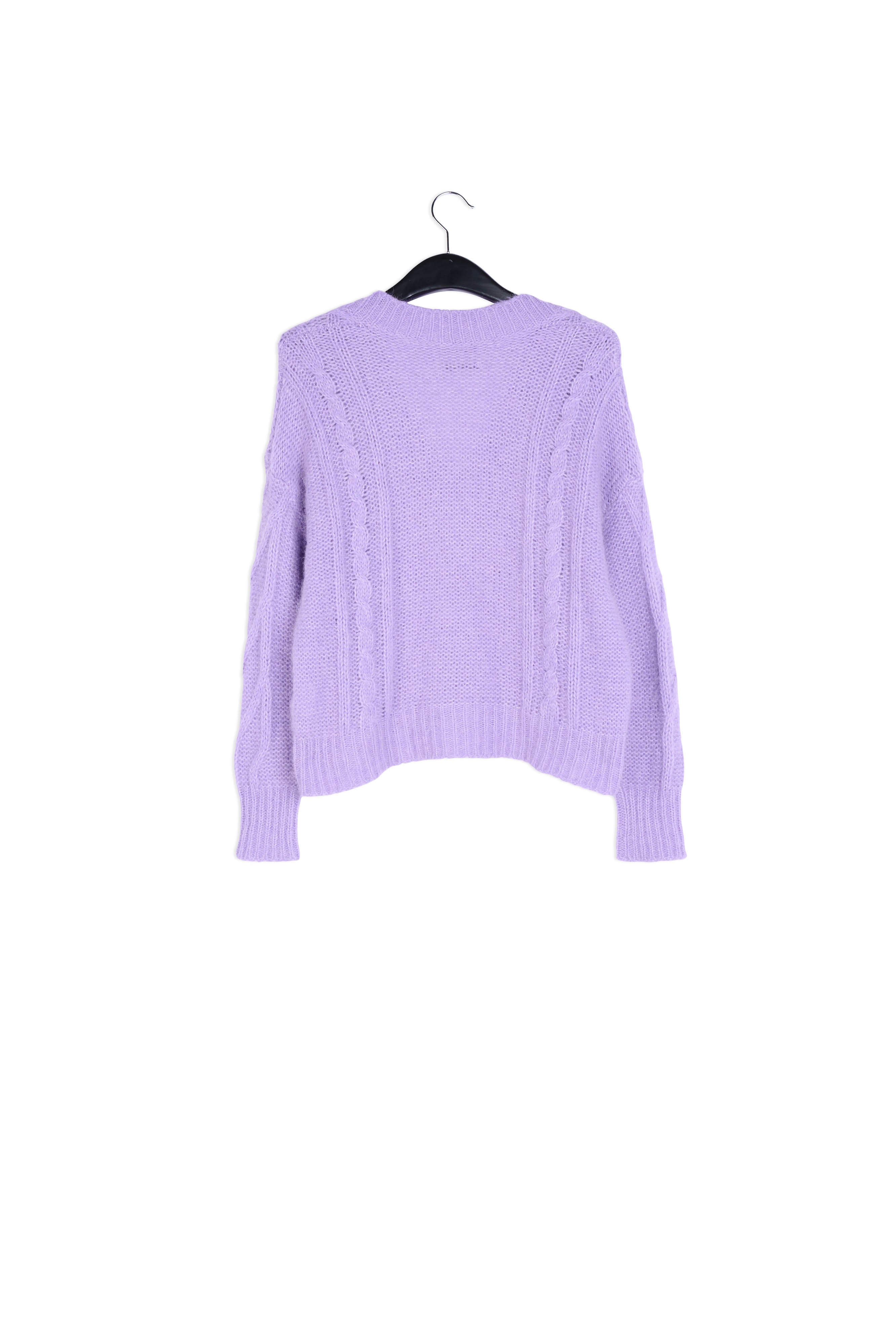 Lilac cable-knit V-neck sweater RE—SSENTIEL | Essentiel second hand