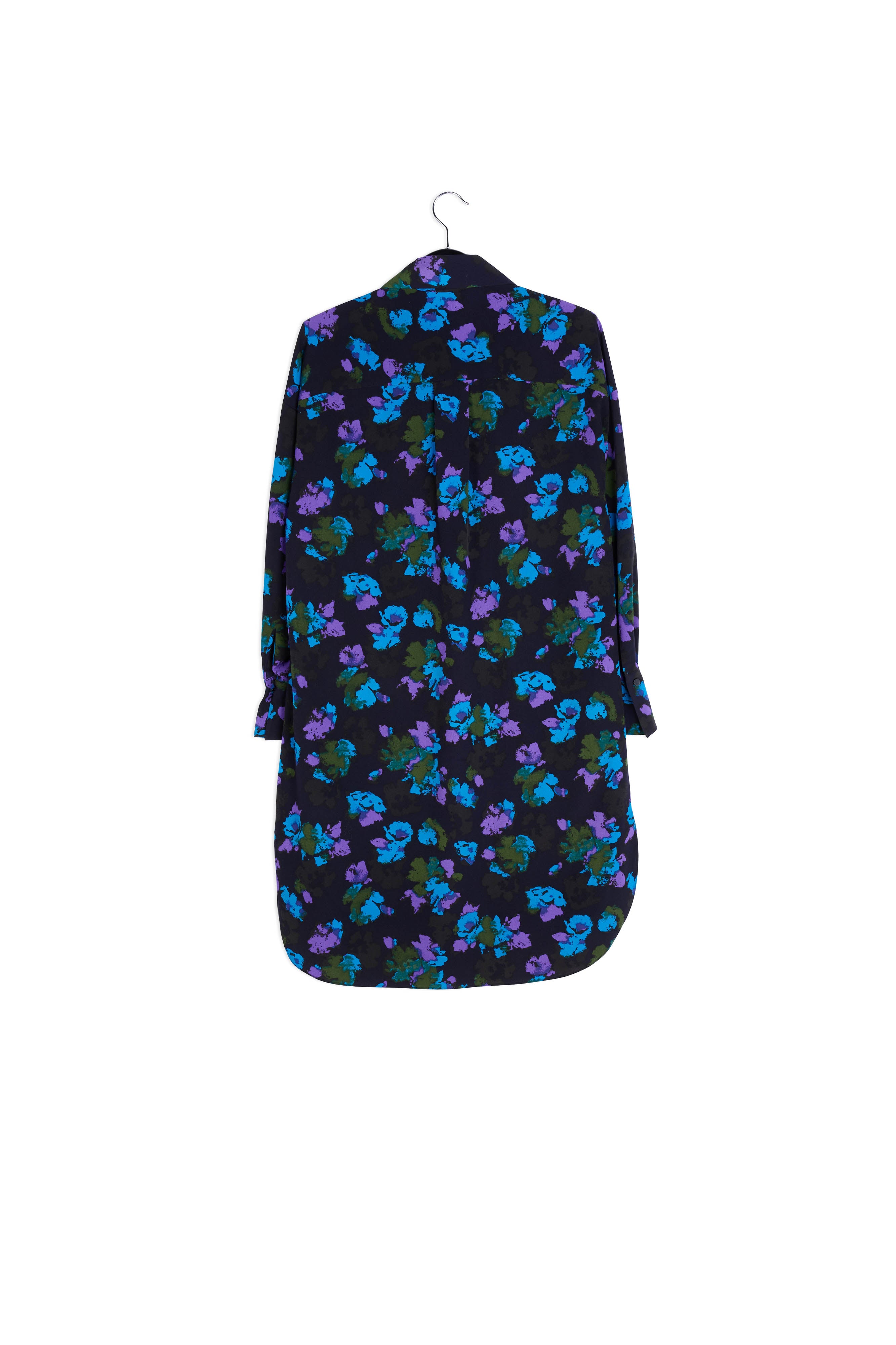 Black and red floral print midi shirt dress RE—SSENTIEL | Essentiel second hand