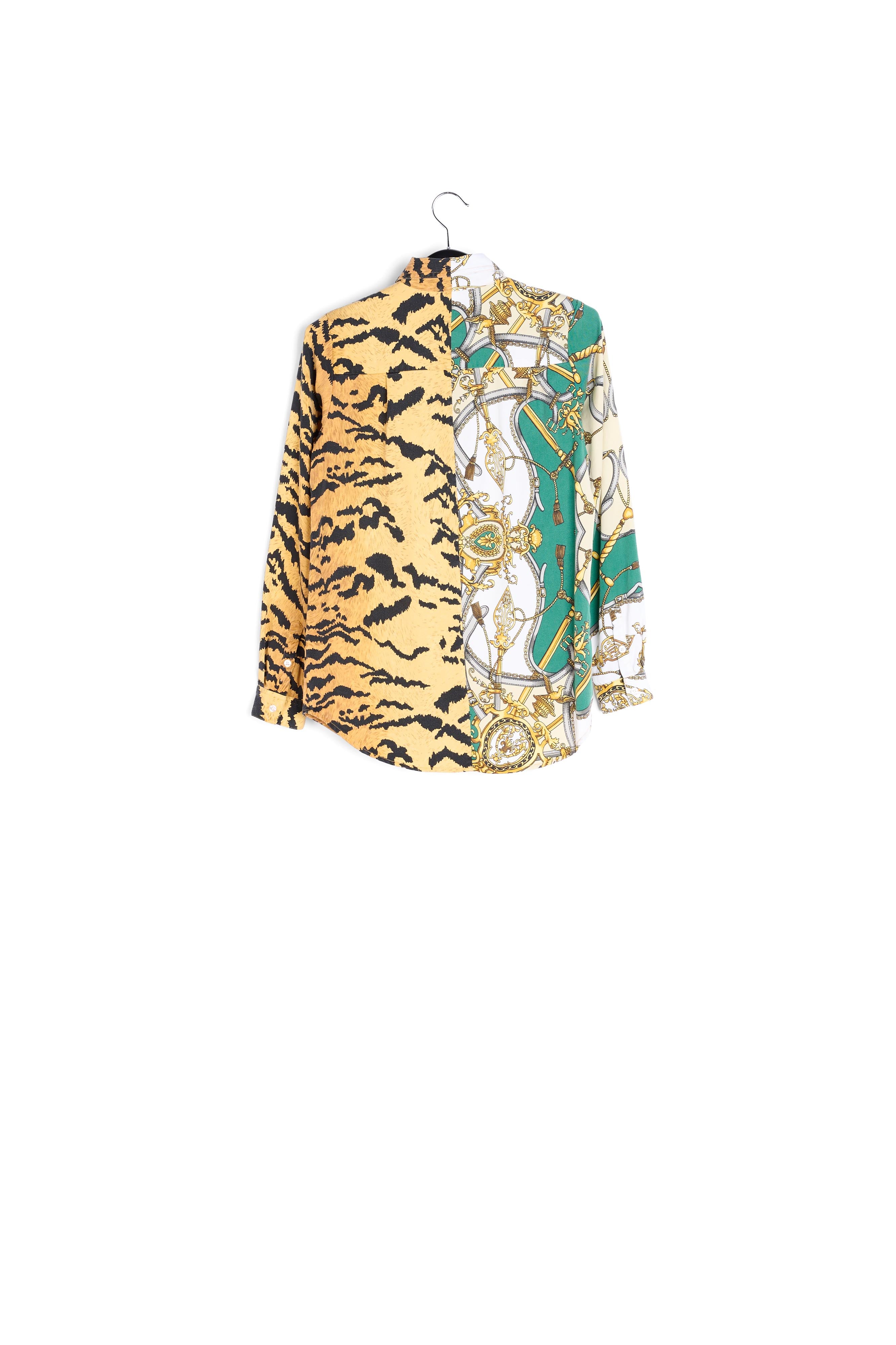 Flesgroen hemd met tijgerprint RE—SSENTIEL | Essentiel second hand