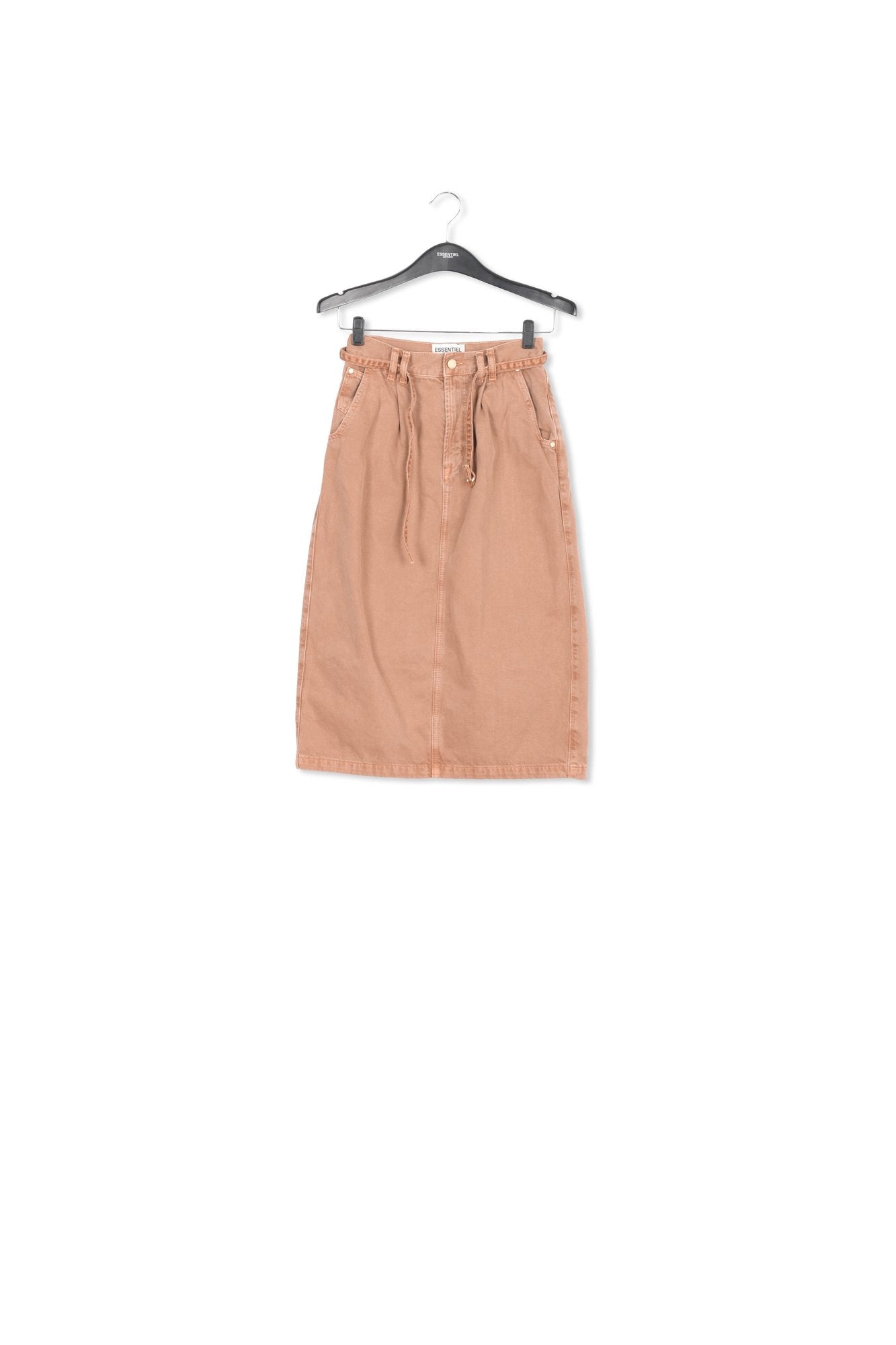 Brown high-waisted denim a-line skirt RE—SSENTIEL | Essentiel second hand