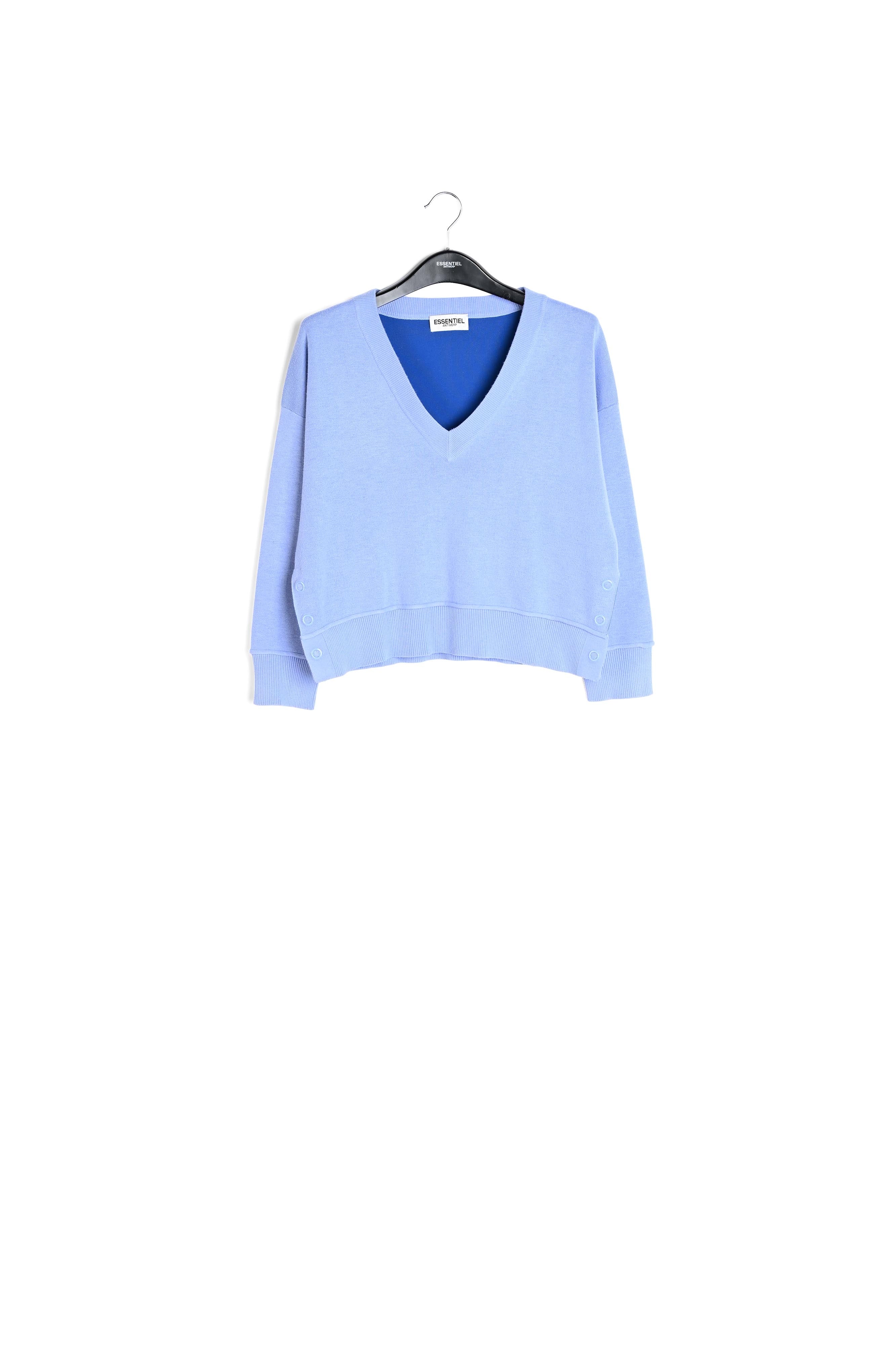 Light blue boxy V-neck sweater RE—SSENTIEL | Essentiel second hand