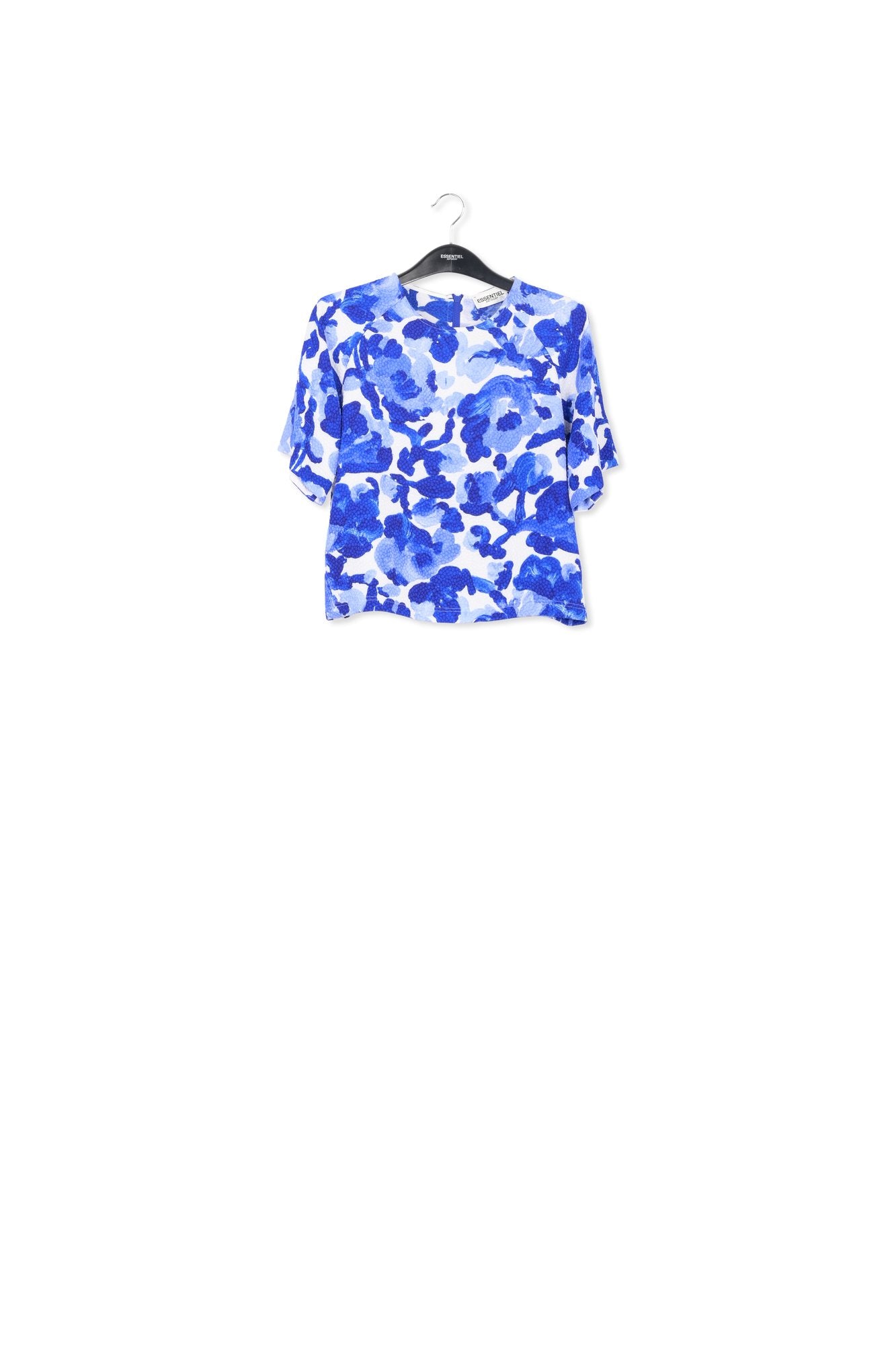 White and blue floral print oversized top RE—SSENTIEL | Essentiel second hand