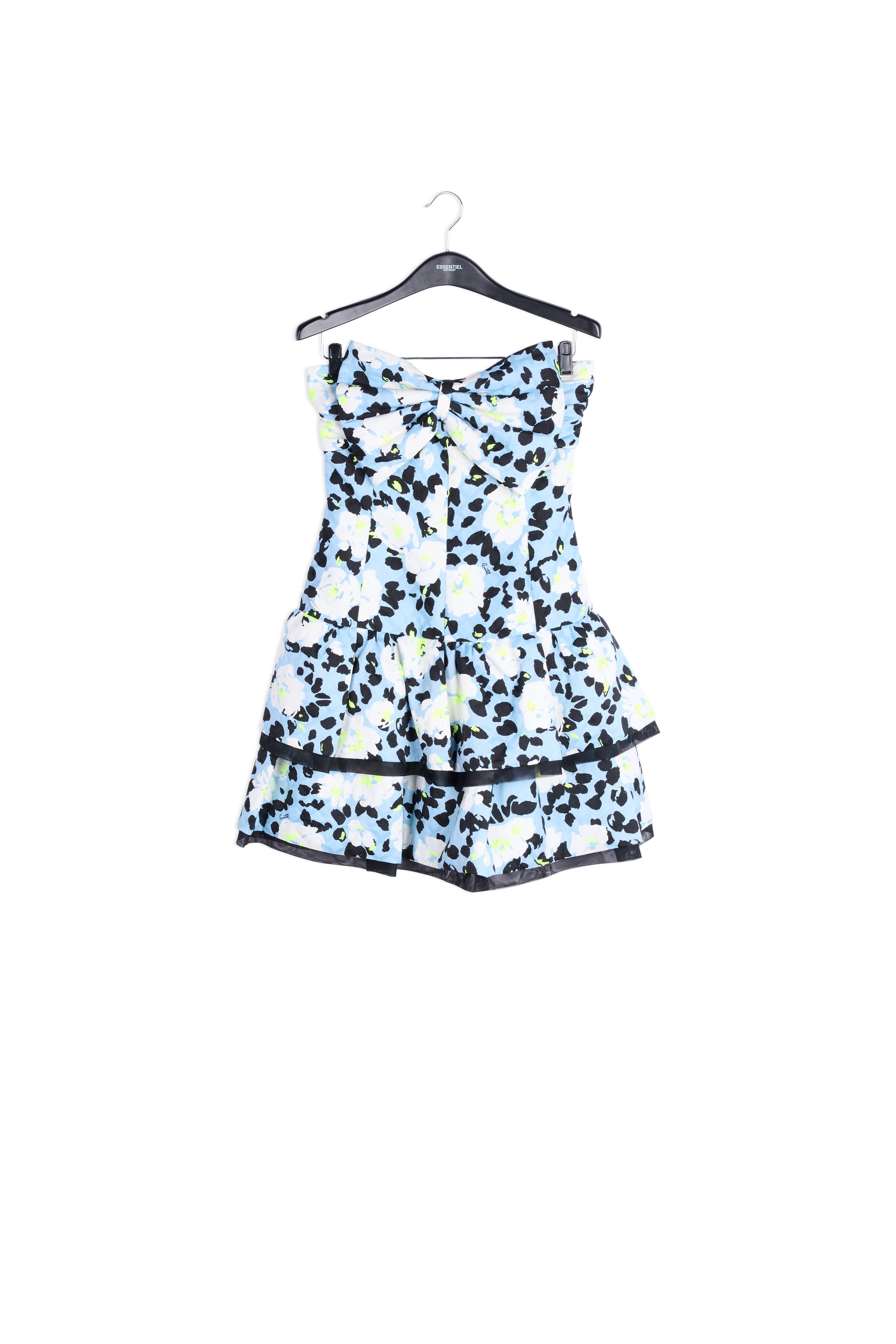 Mini robe bustier bleu pâle à fleurs RE—SSENTIEL | Essentiel second hand