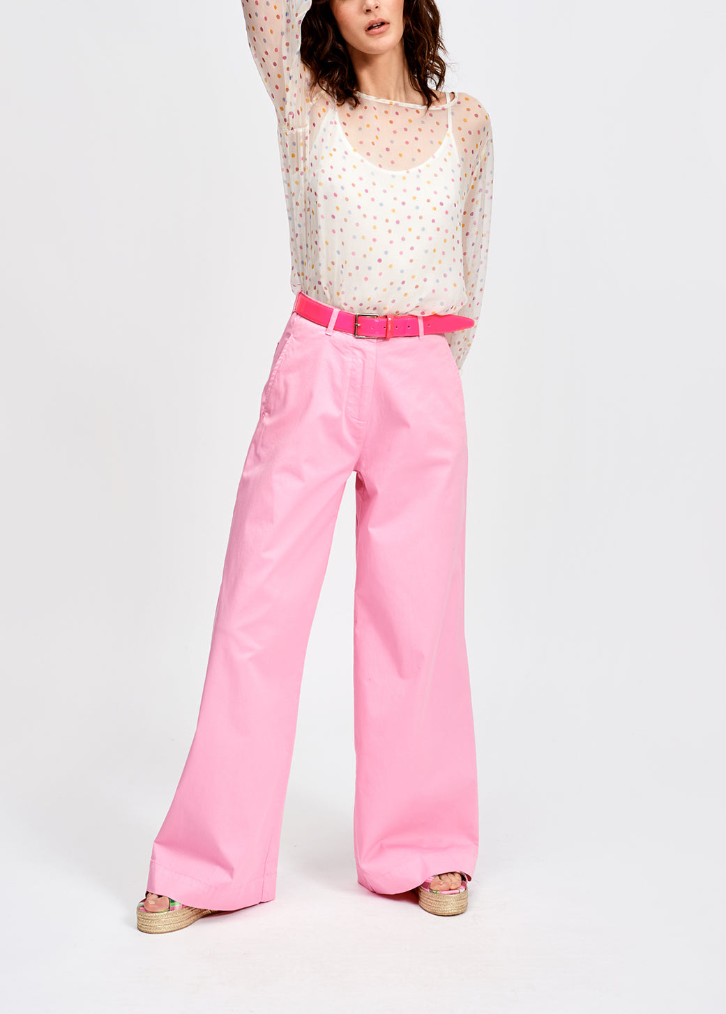 Off-white sheer polka dot top with lining RE—SSENTIEL | Essentiel second hand