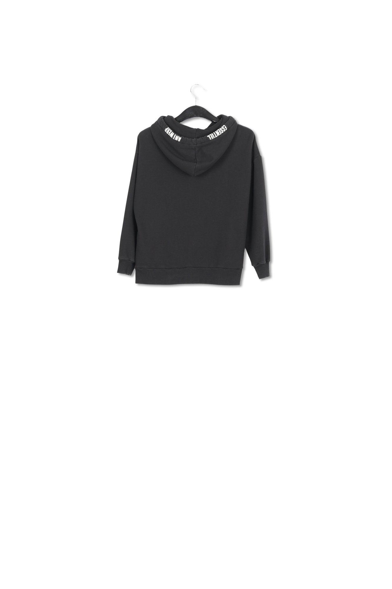 Sweatshirt noir à imprimé logo avec capuche RE—SSENTIEL | Essentiel second hand