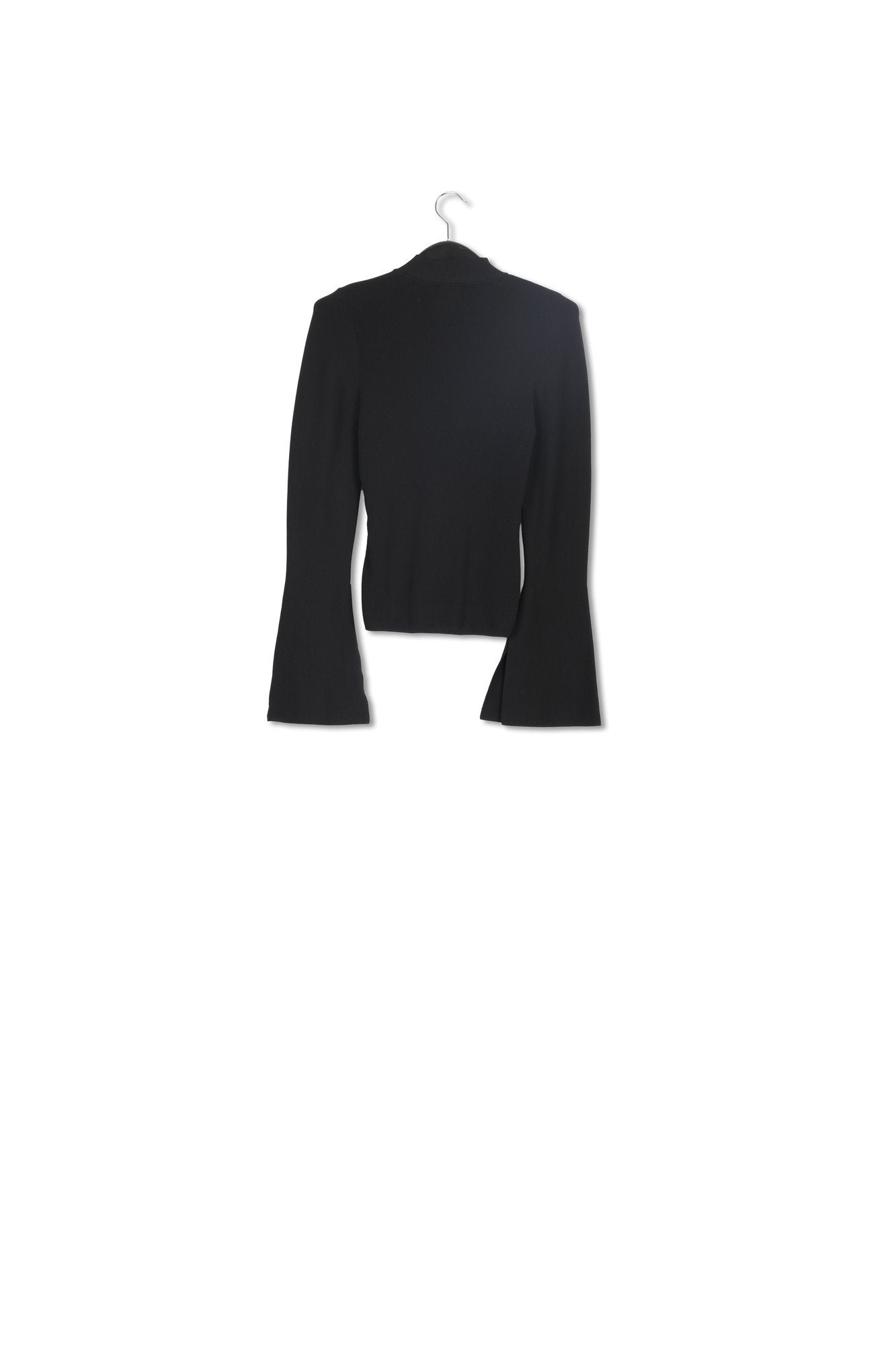 Black slim-fit knit sweater with trumpet sleeves RE—SSENTIEL | Essentiel second hand