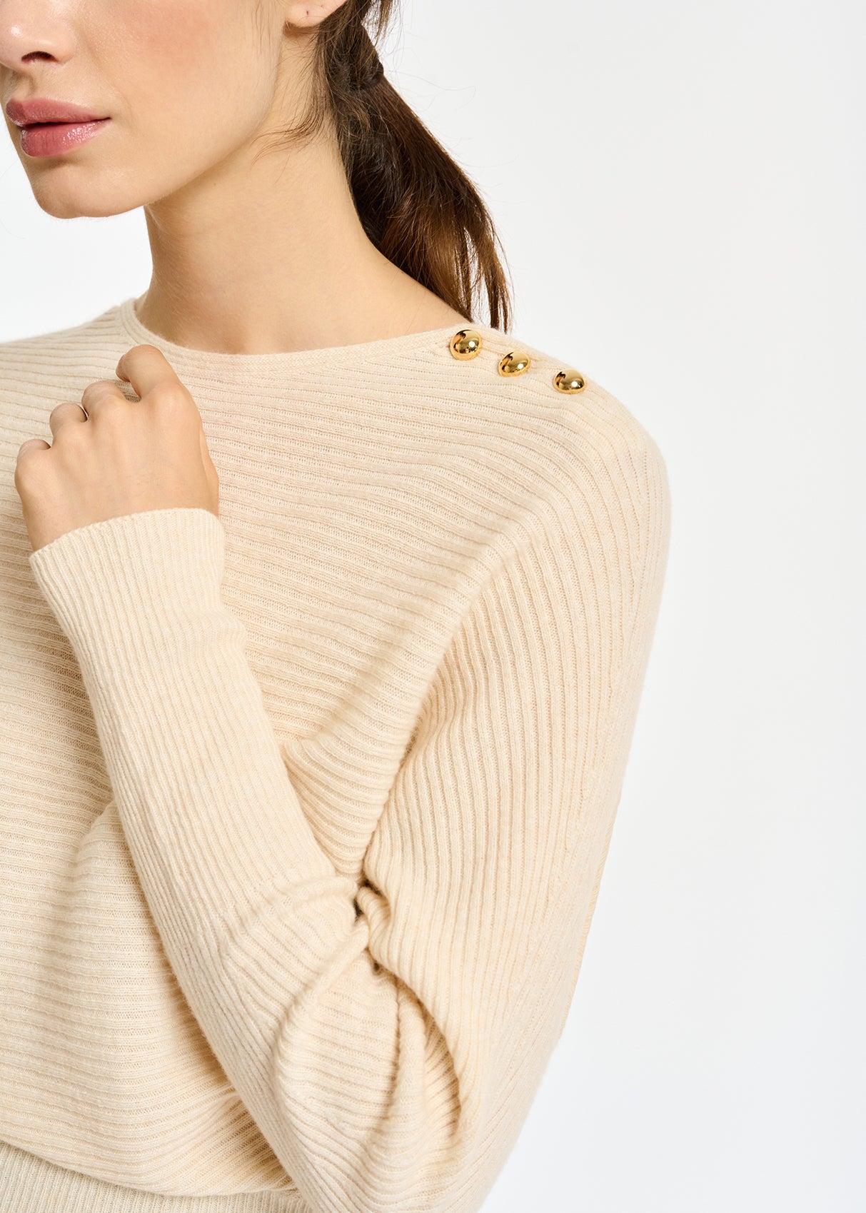 Ecru batwing-sleeve knit sweater RE—SSENTIEL | Essentiel second hand