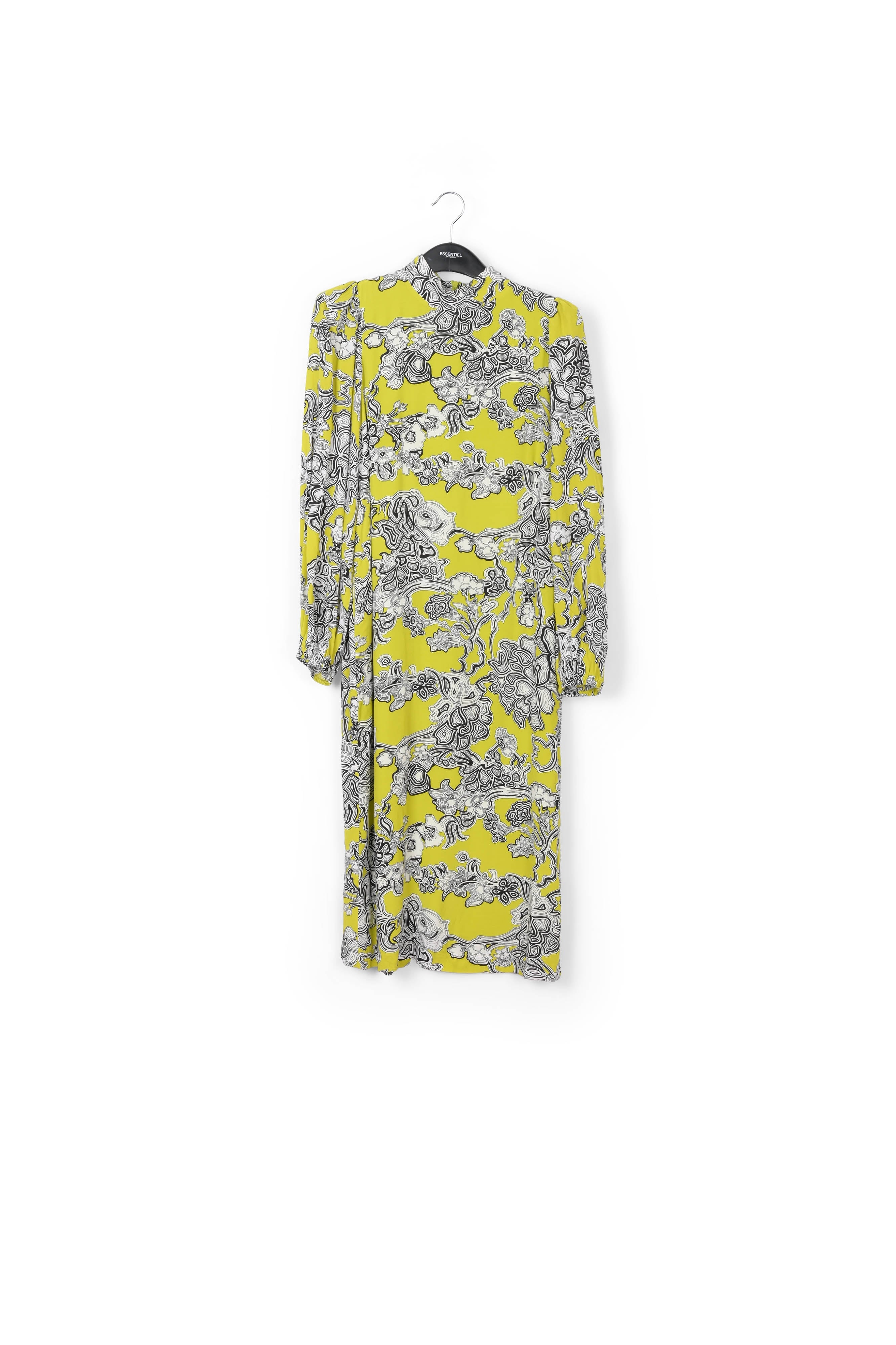 Robe midi vert citron à imprimé fleuri RE—SSENTIEL | Essentiel second hand