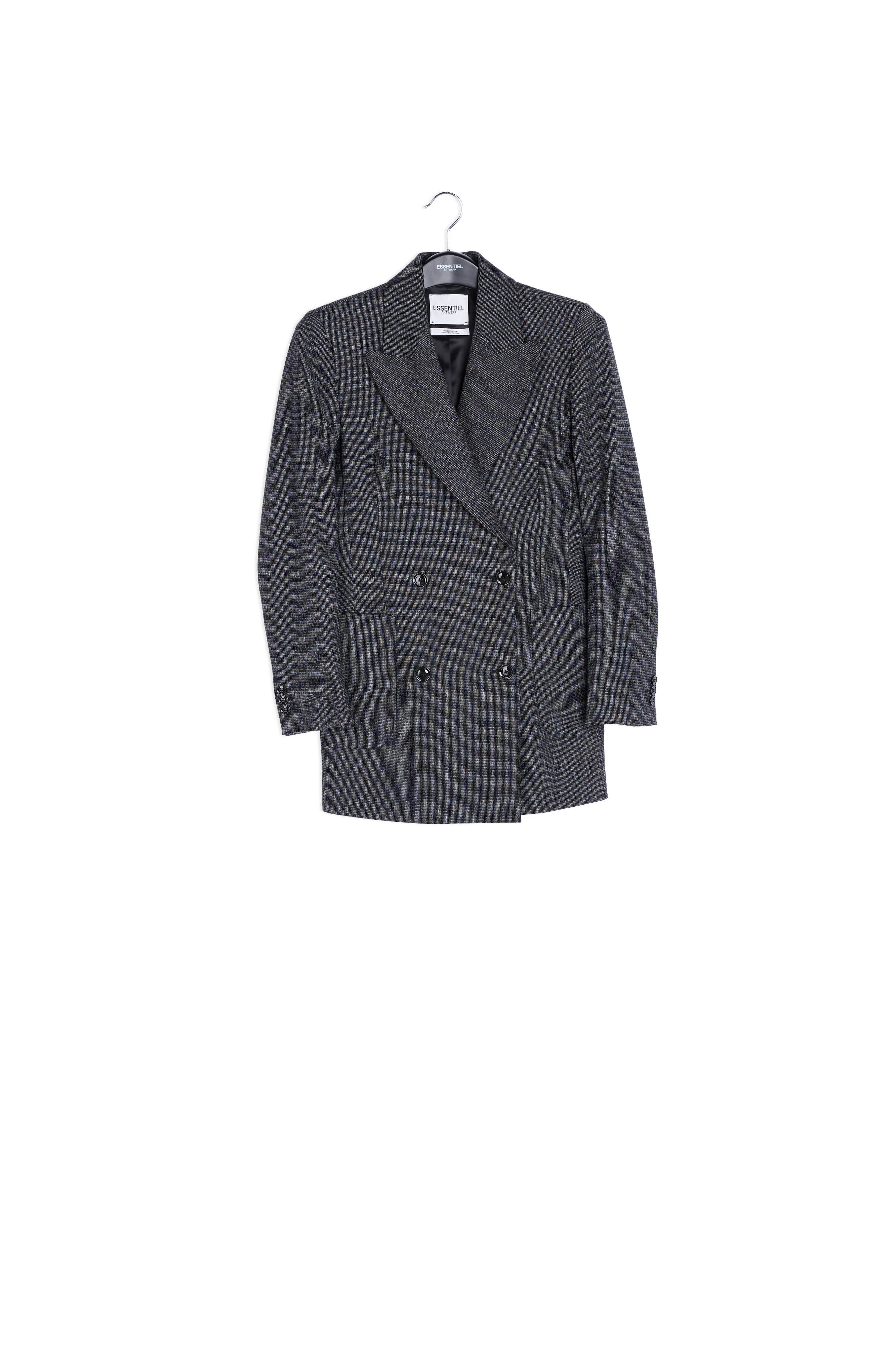 Veste noire croisée au motif microscopique RE—SSENTIEL | Essentiel second hand