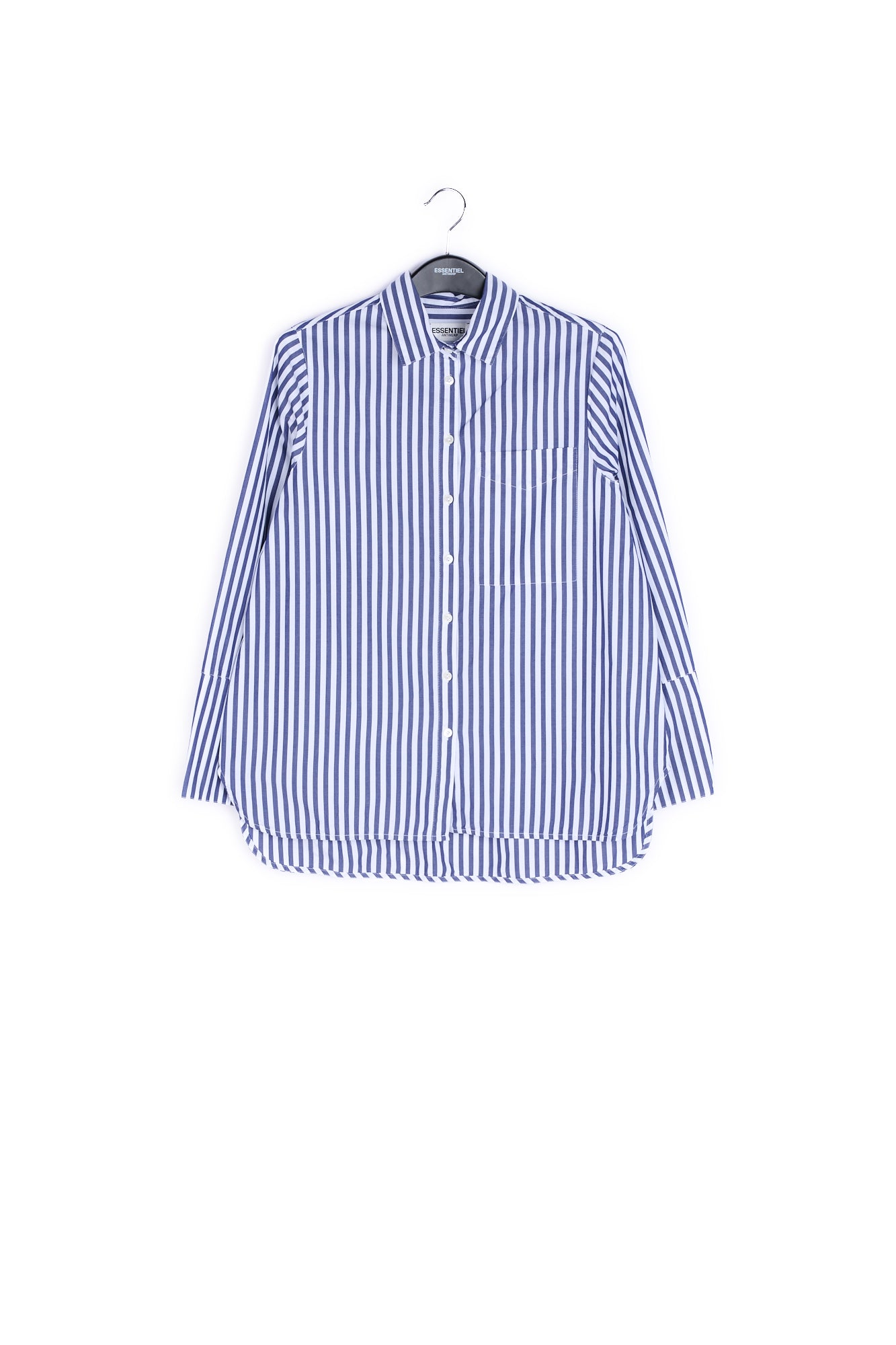 White and dark blue striped cotton shirt RE—SSENTIEL | Essentiel second hand