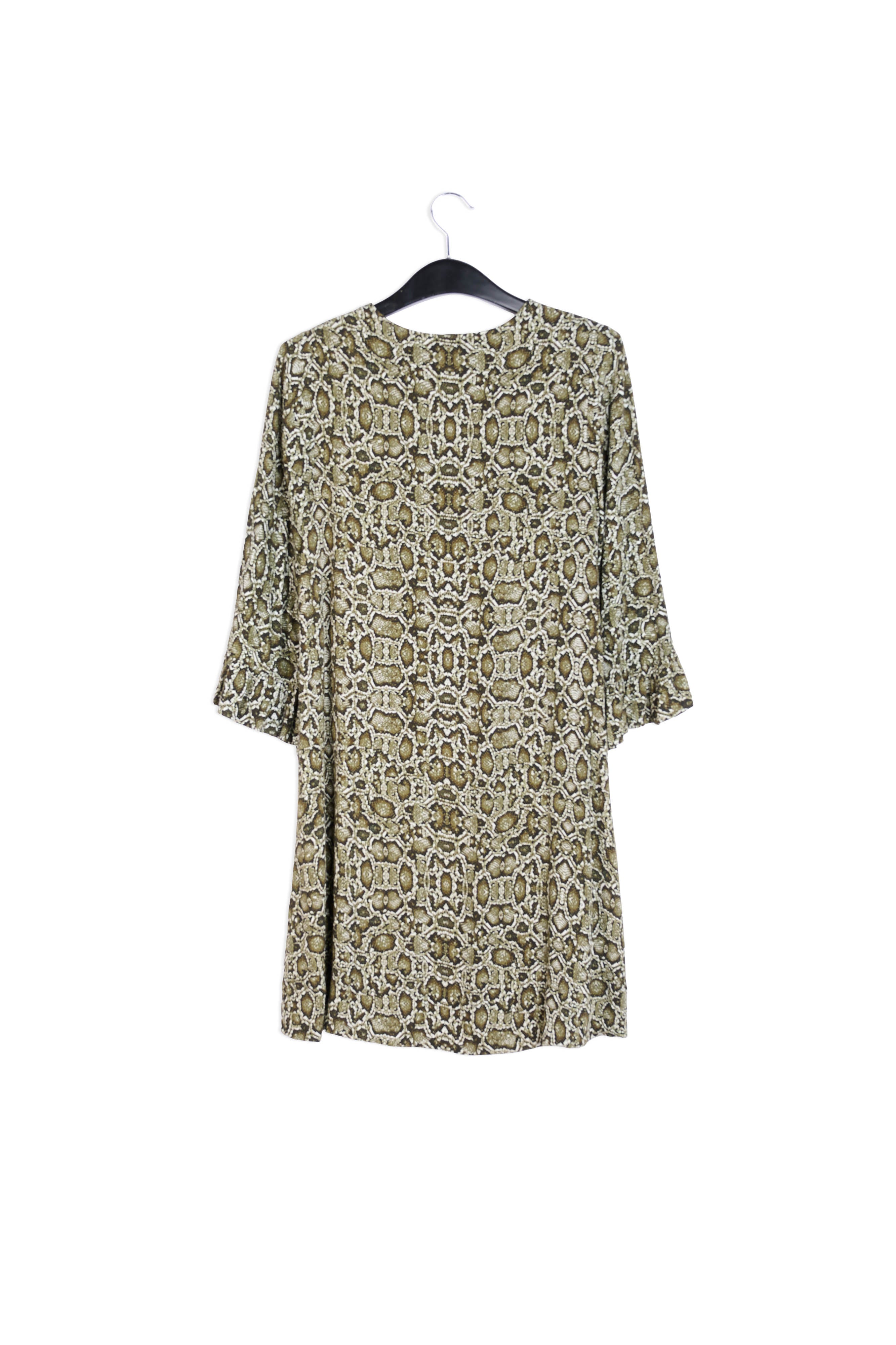 Kakigroene mini-jurk met slangenprint RE—SSENTIEL | Essentiel second hand