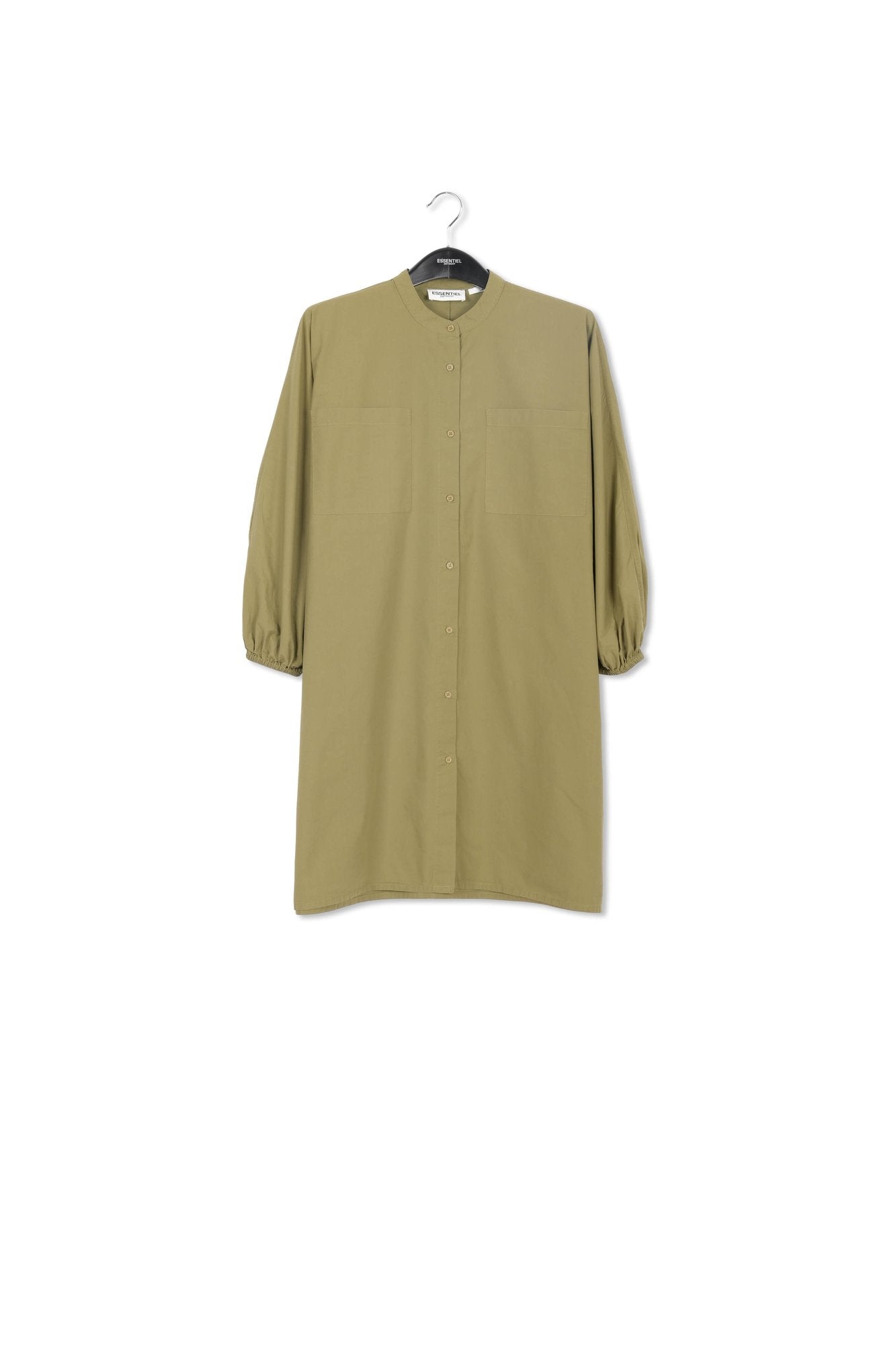 Kaki hemdjurk met pofmouwen RE—SSENTIEL | Essentiel second hand