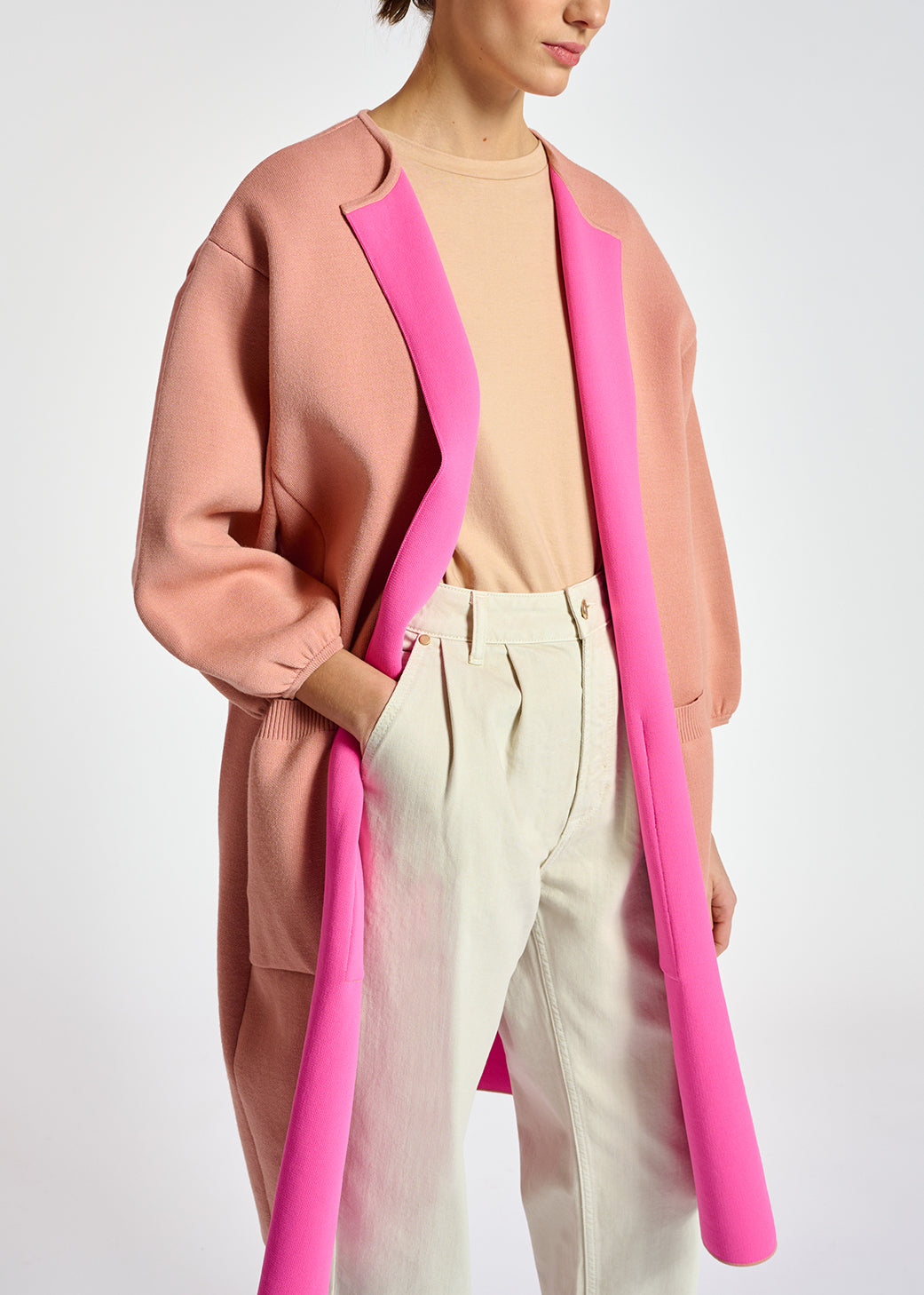Vintage pink oversized knit coat RE—SSENTIEL | Essentiel second hand