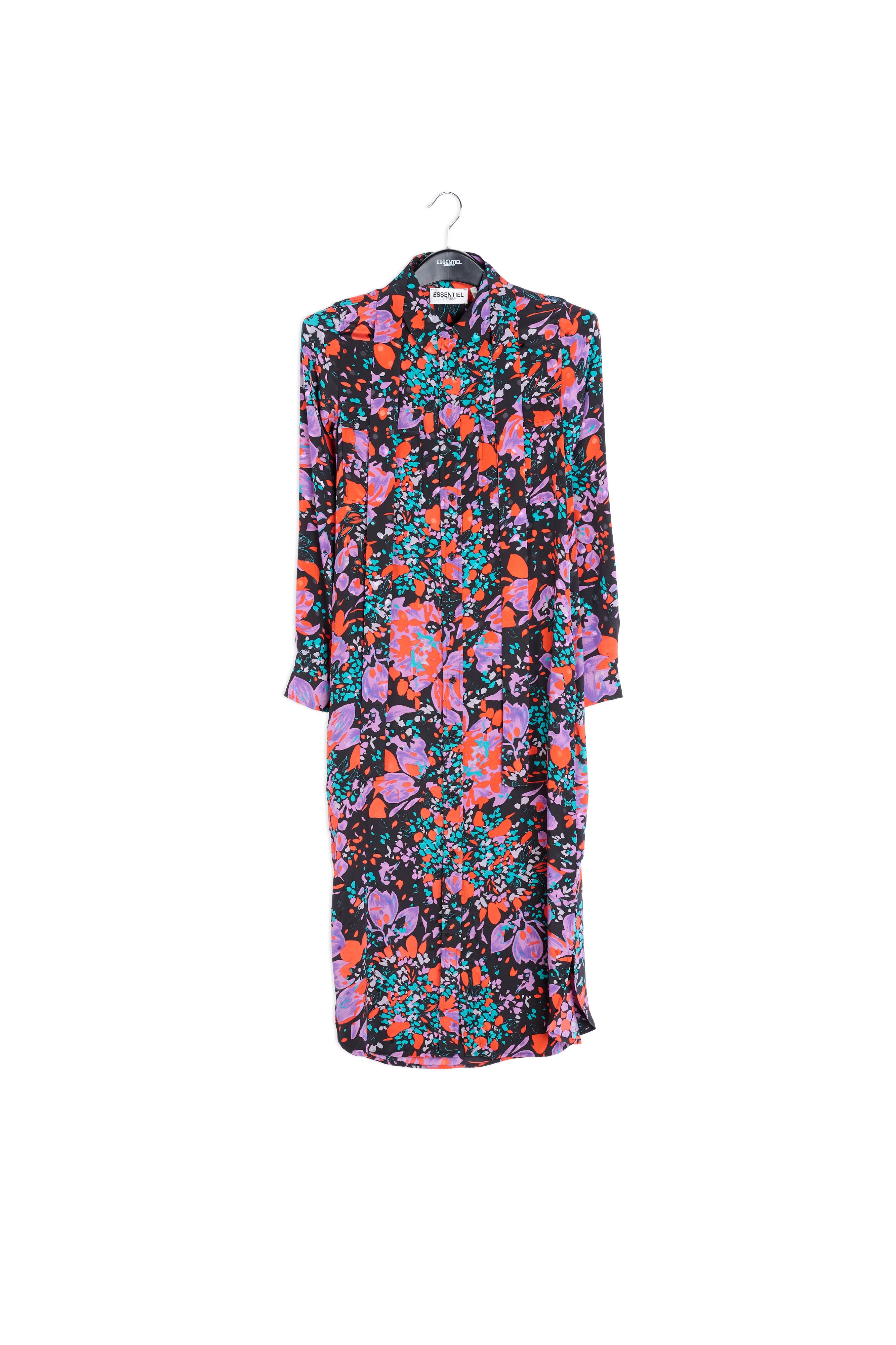 Black silk jacquard shirt dress RE—SSENTIEL | Essentiel second hand