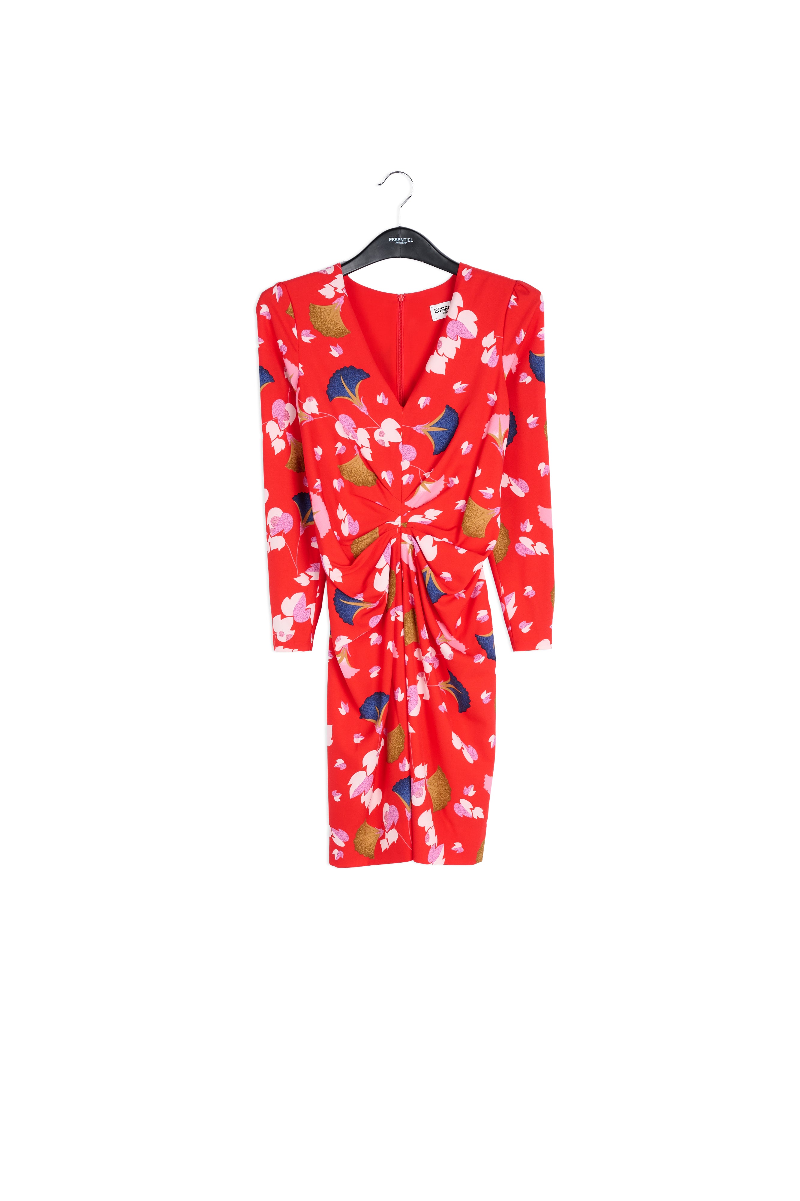 Rode mini-jurk met bloemenprint RE—SSENTIEL | Essentiel second hand