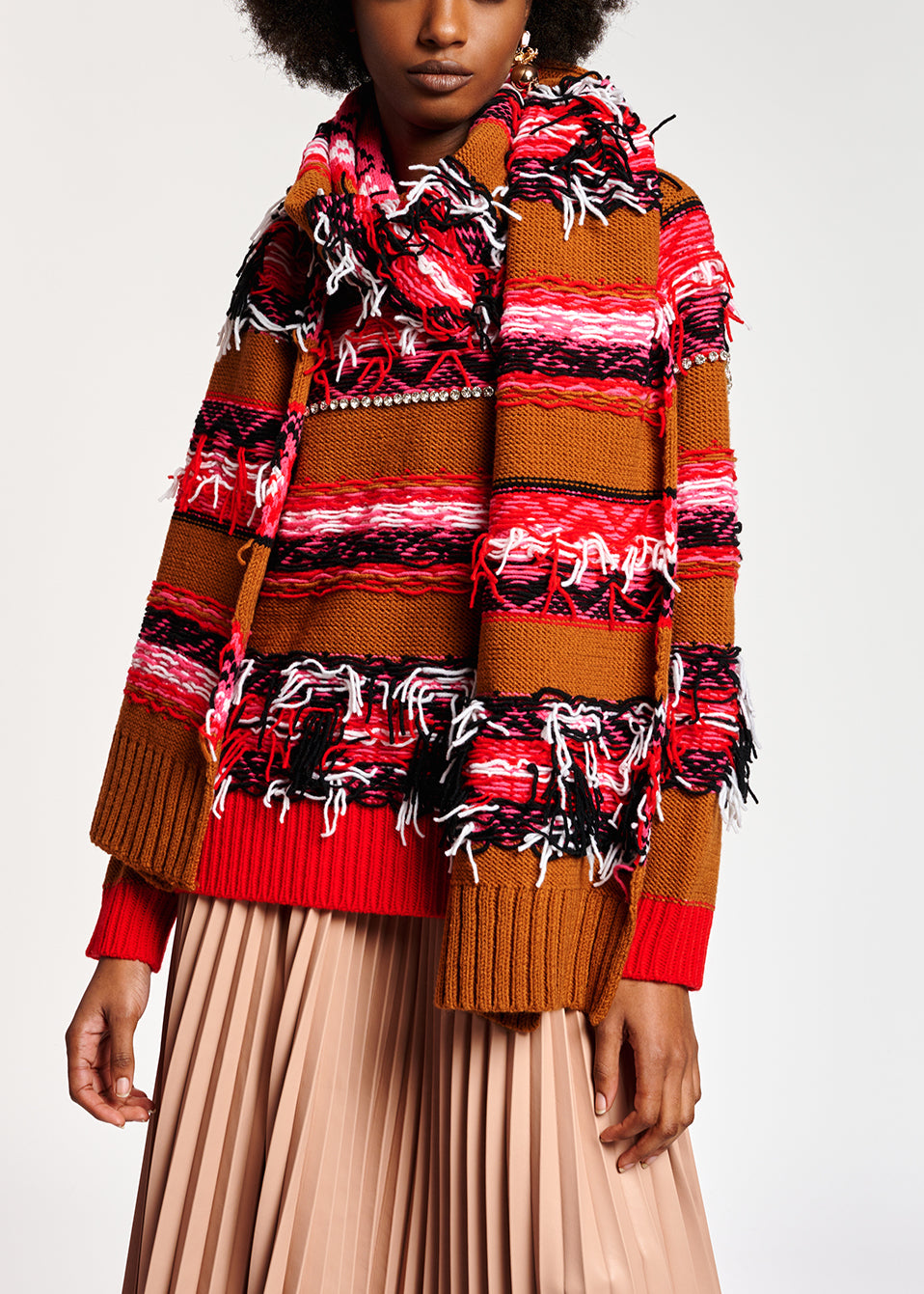 Camel, red and white inside-out sweater RE—SSENTIEL | Essentiel second hand