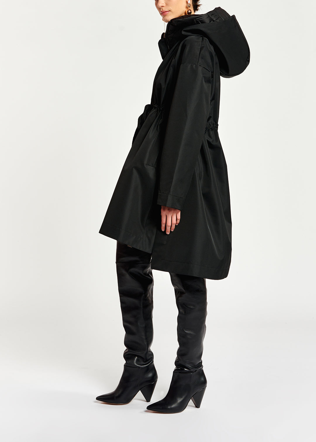 Black oversized hooded raincoat RE—SSENTIEL | Essentiel second hand
