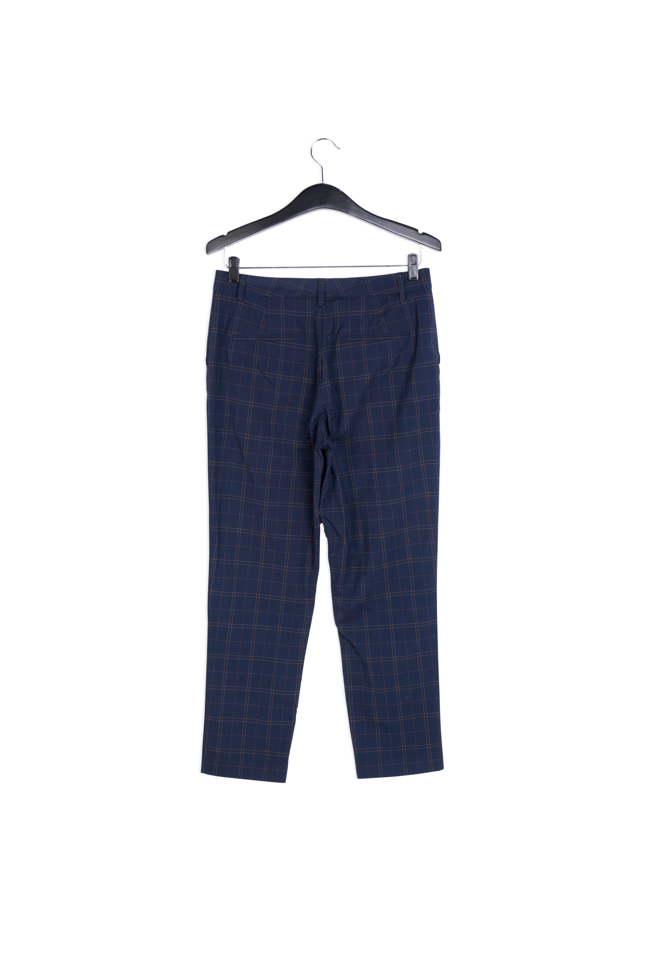 Donkerblauwe geklede broek met ruitjes RE—SSENTIEL | Essentiel second hand