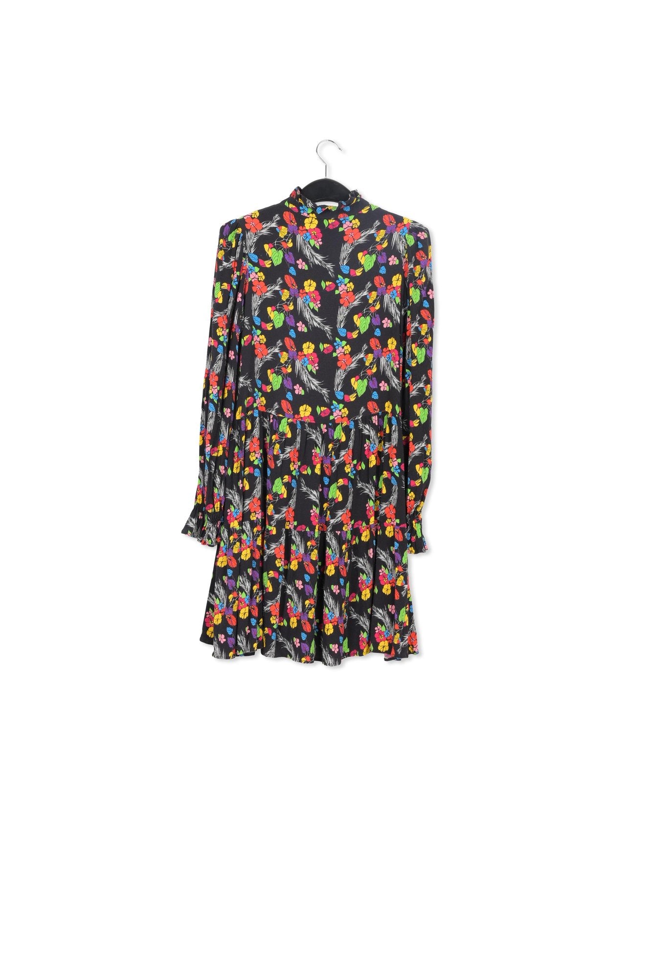 Black tropical print mini dress RE—SSENTIEL | Essentiel second hand