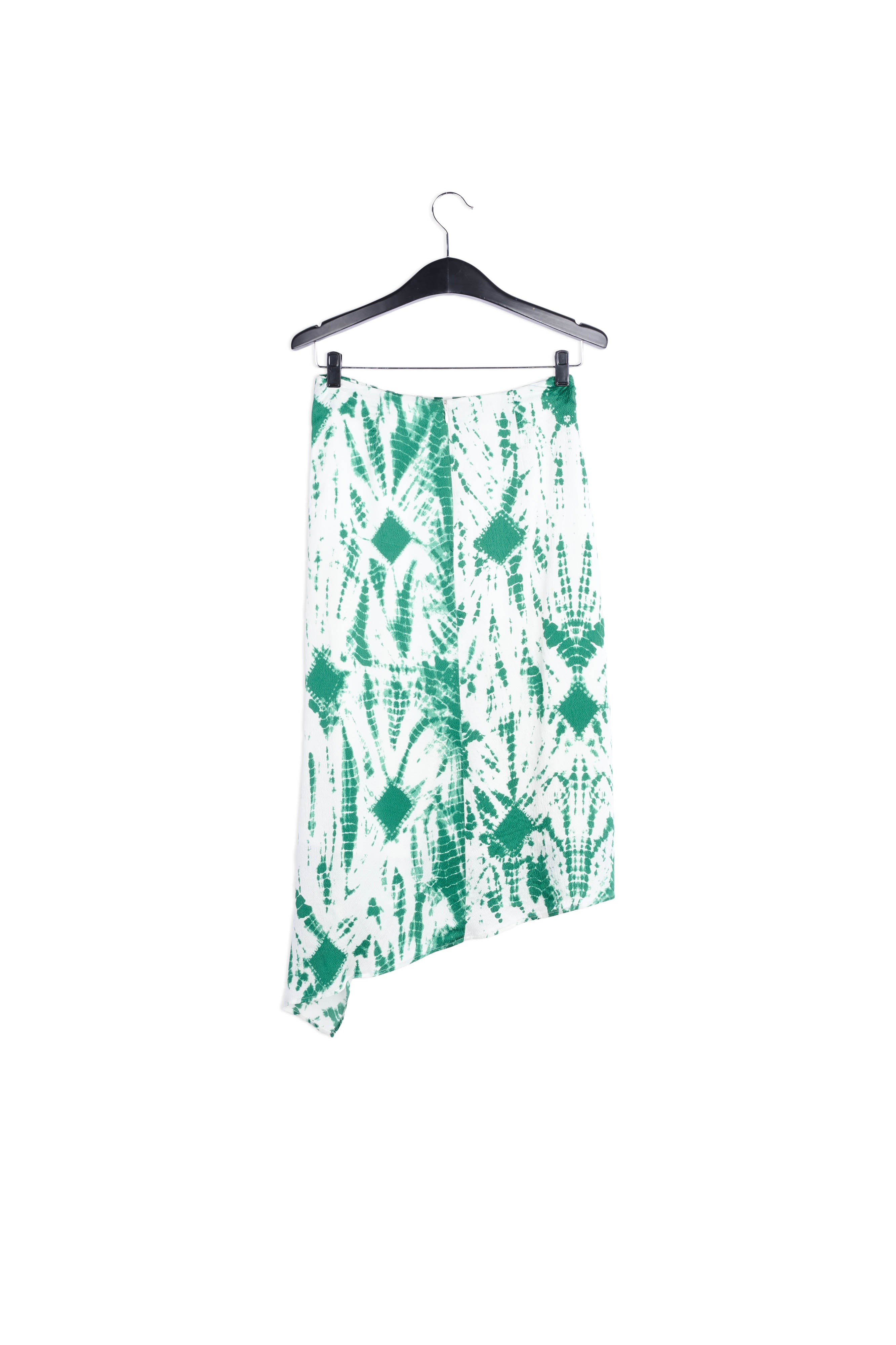 Jupe midi en soie tie-dye blanc cassé et vert RE—SSENTIEL | Essentiel second hand