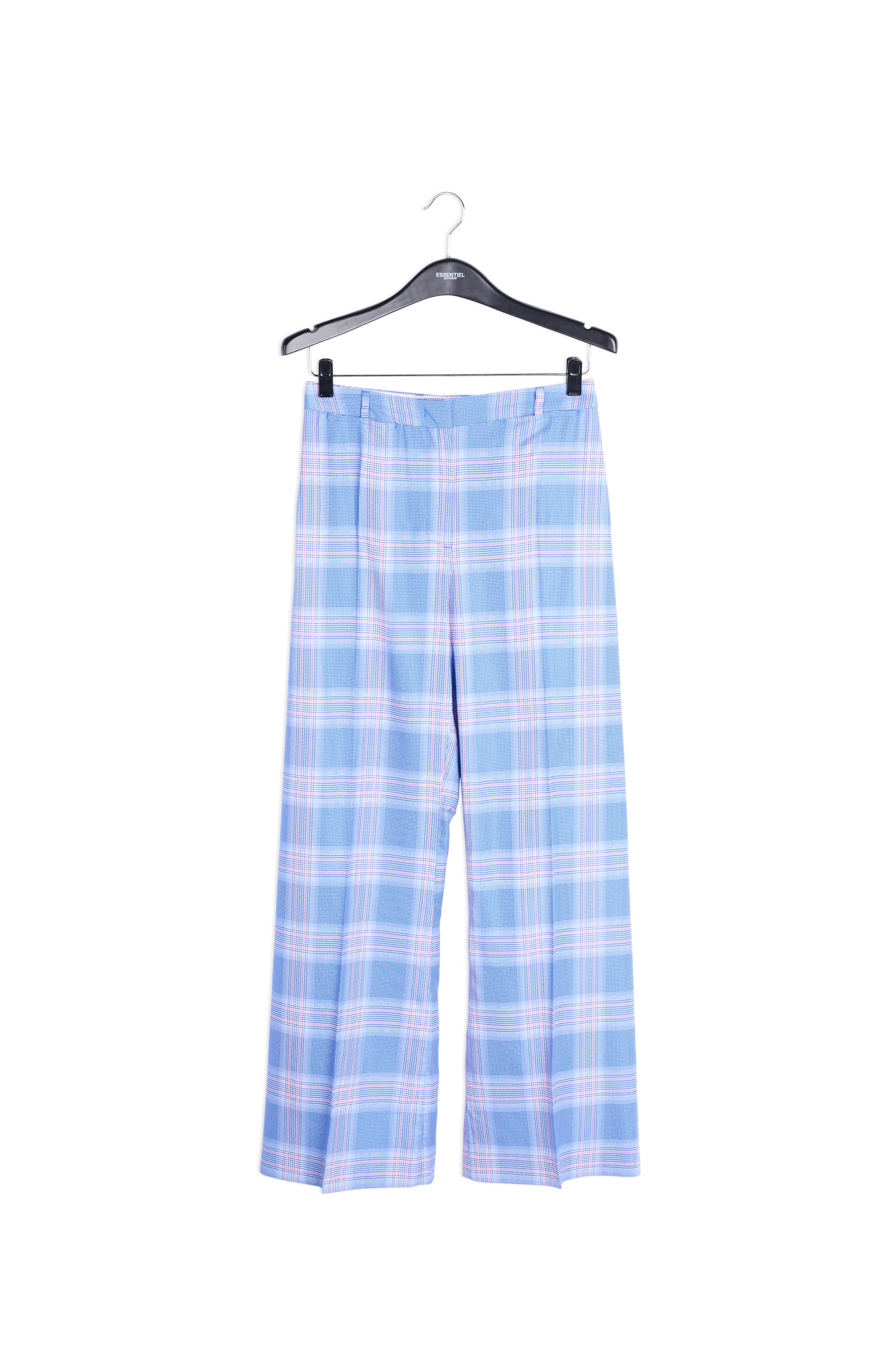 Blue plaid wide-leg pants RE—SSENTIEL | Essentiel second hand