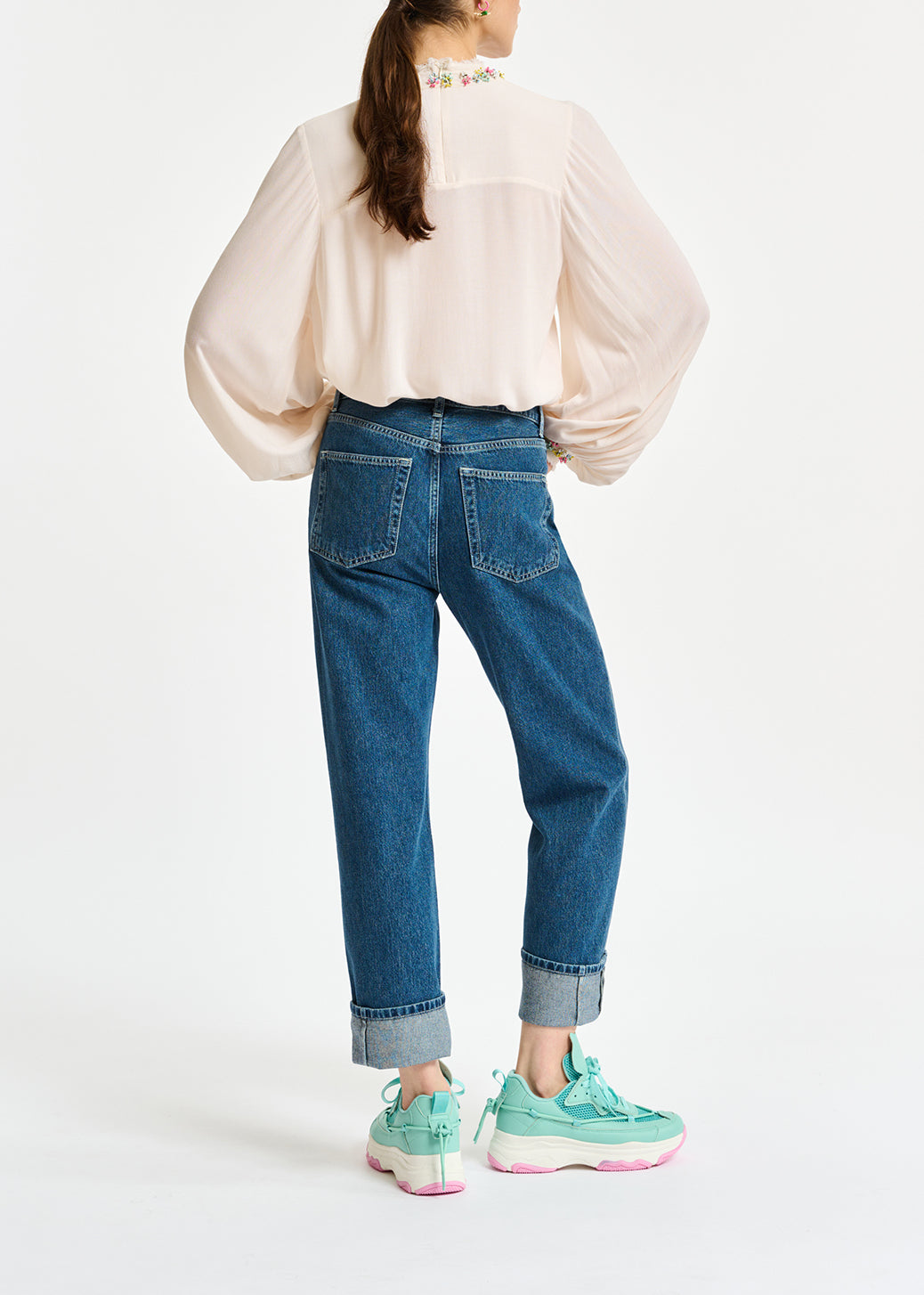 Jean bleu raccourci à taille haute RE—SSENTIEL | Essentiel second hand