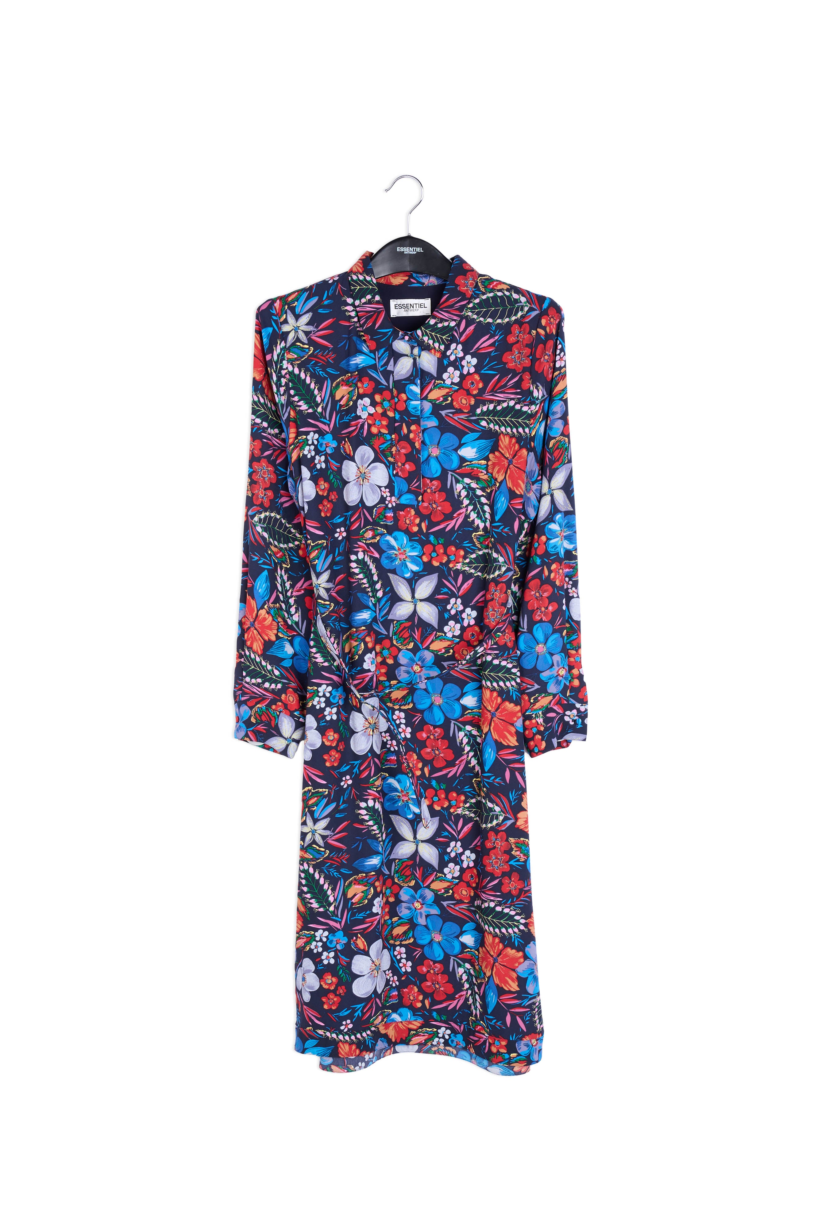 Dark blue floral shirt dress RE—SSENTIEL | Essentiel second hand
