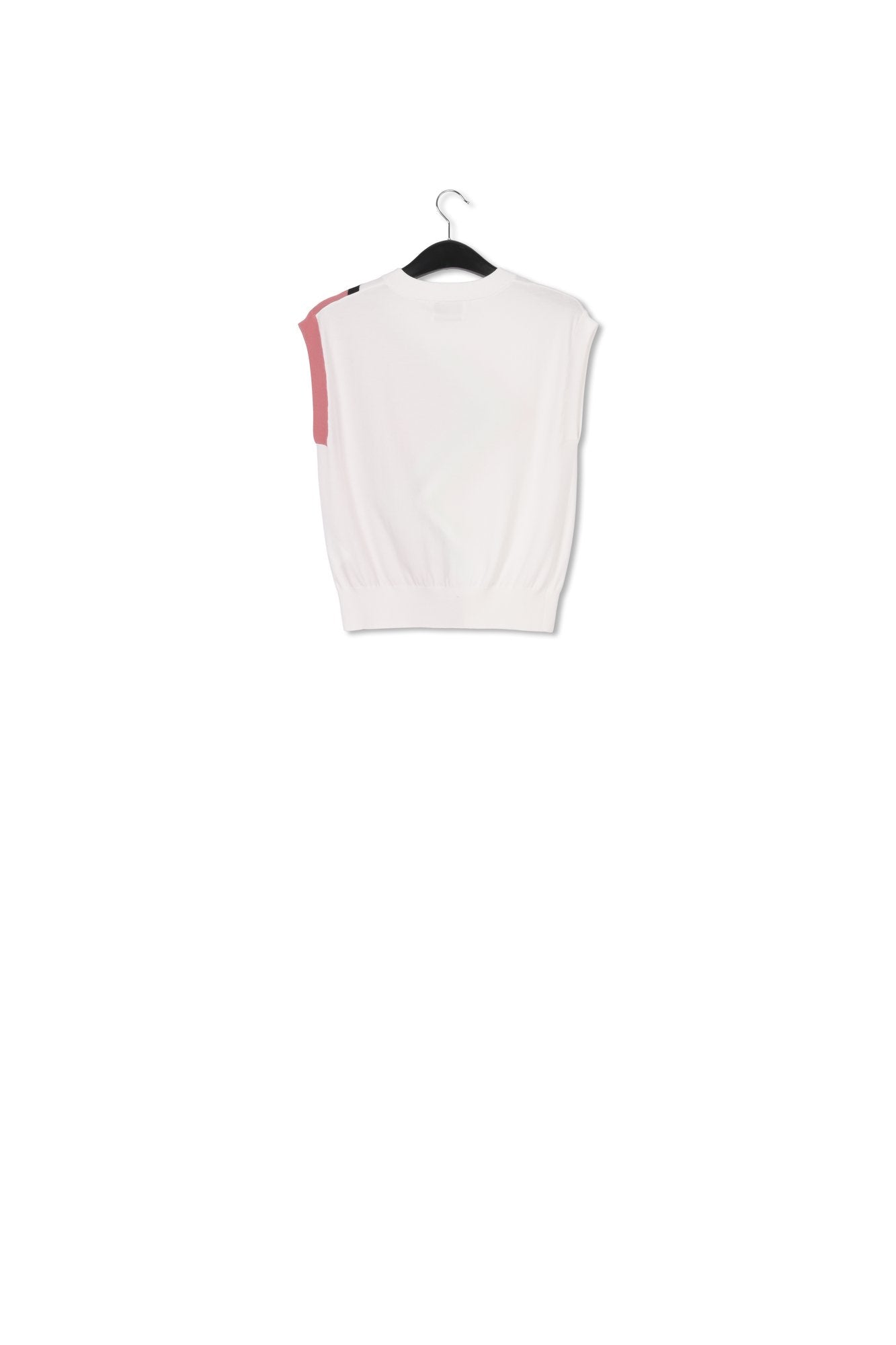 Off-white and vintage pink knit sweater with zigzag pattern RE—SSENTIEL | Essentiel second hand