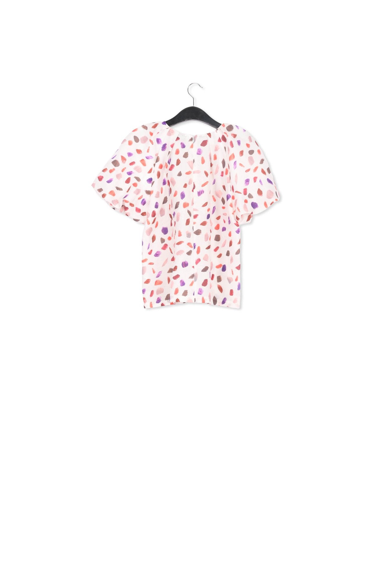 Off-white puffed-sleeve top with abstract print RE—SSENTIEL | Essentiel second hand