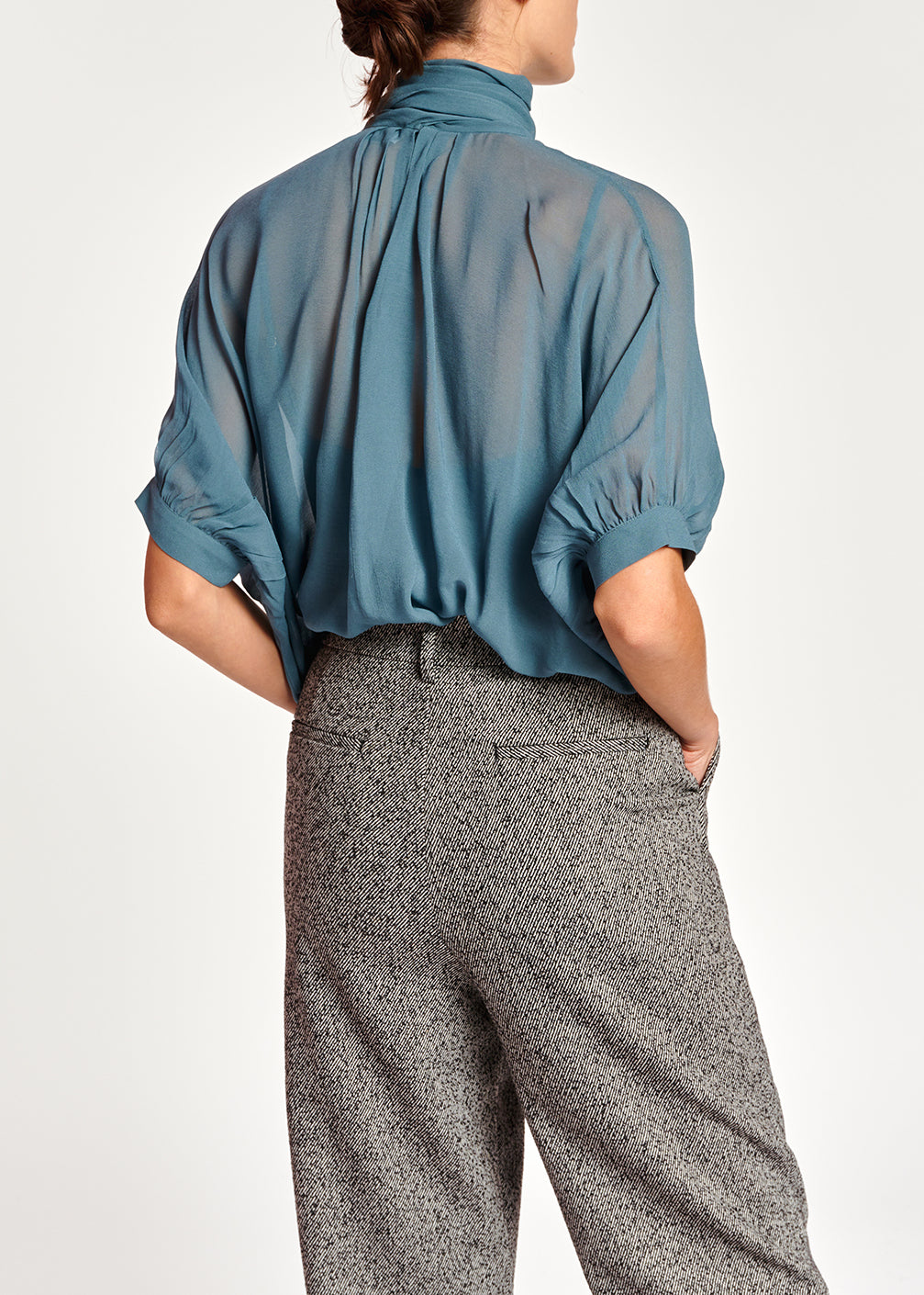 Blue voluminous sheer top RE—SSENTIEL | Essentiel second hand