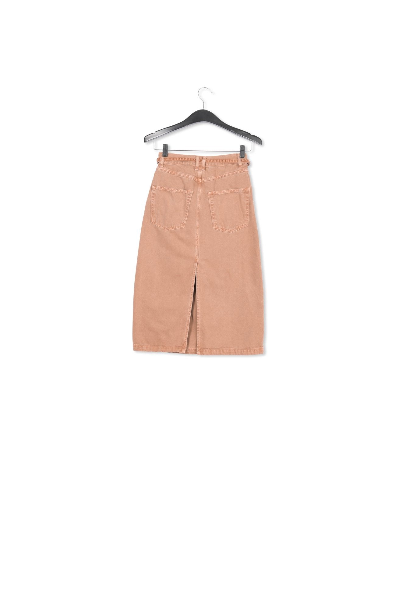 Brown high-waisted denim a-line skirt RE—SSENTIEL | Essentiel second hand