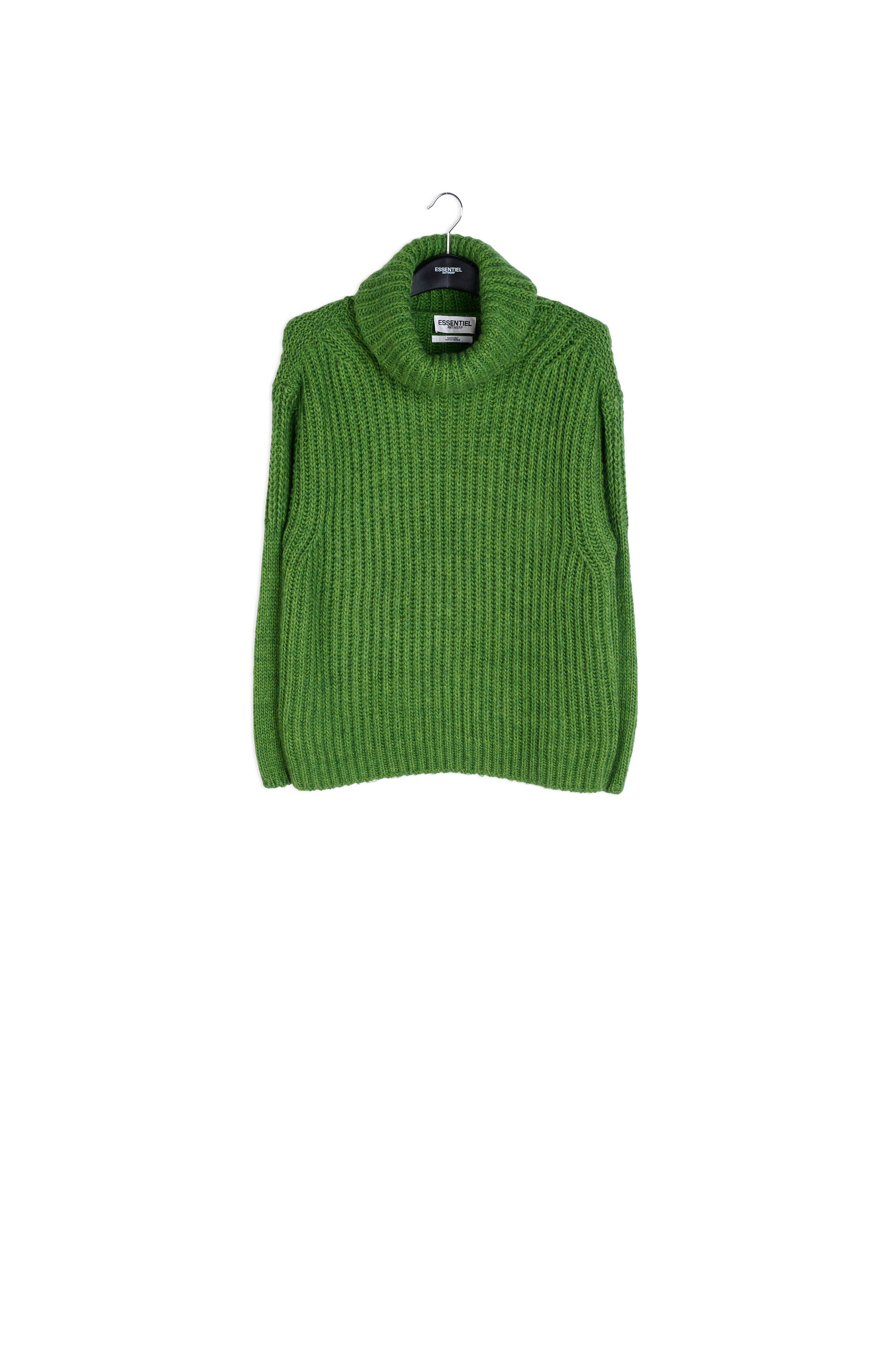 Green chunky ribbed turtleneck sweater RE—SSENTIEL | Essentiel second hand