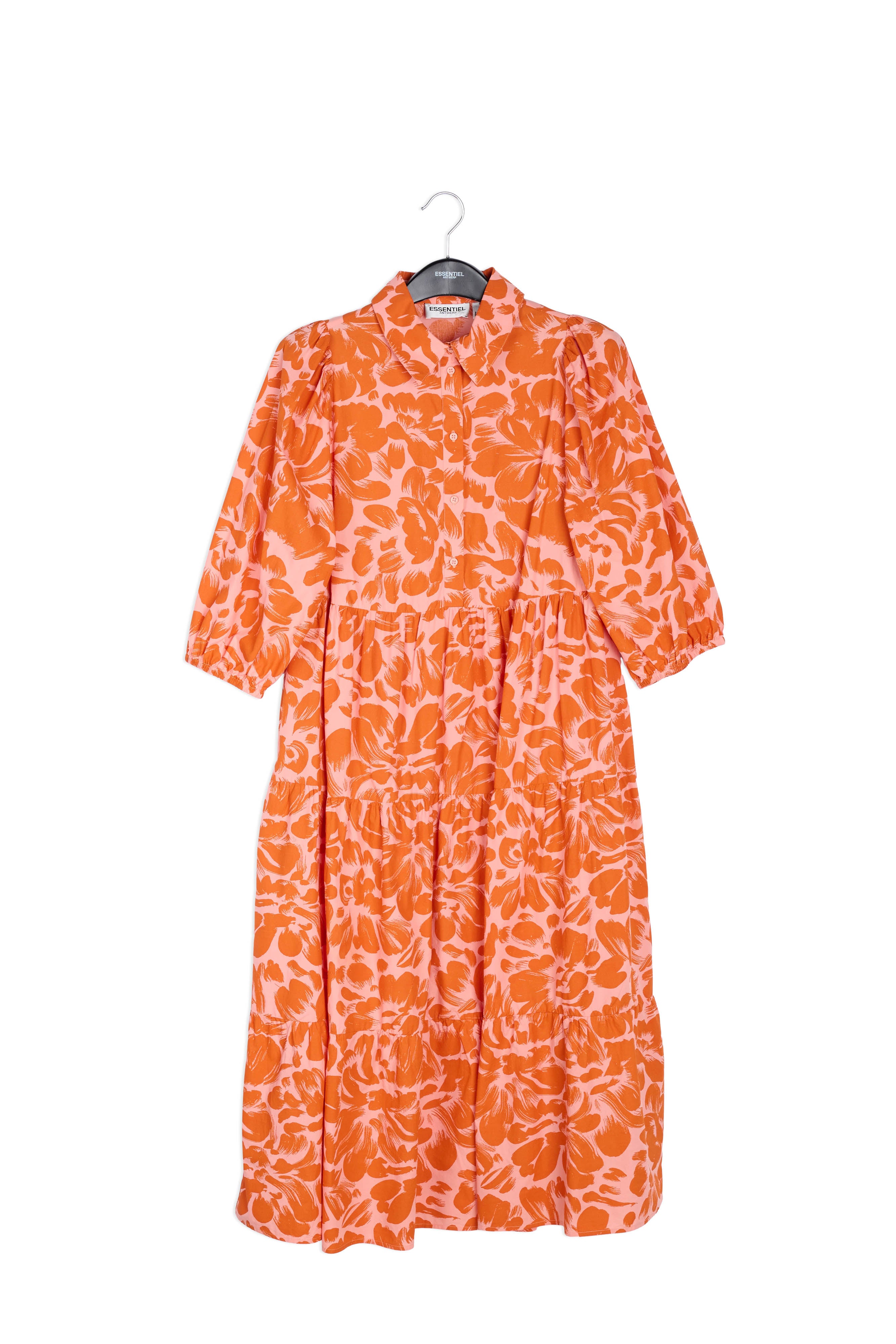 Light pink and orange floral-print maxi dress RE—SSENTIEL | Essentiel second hand